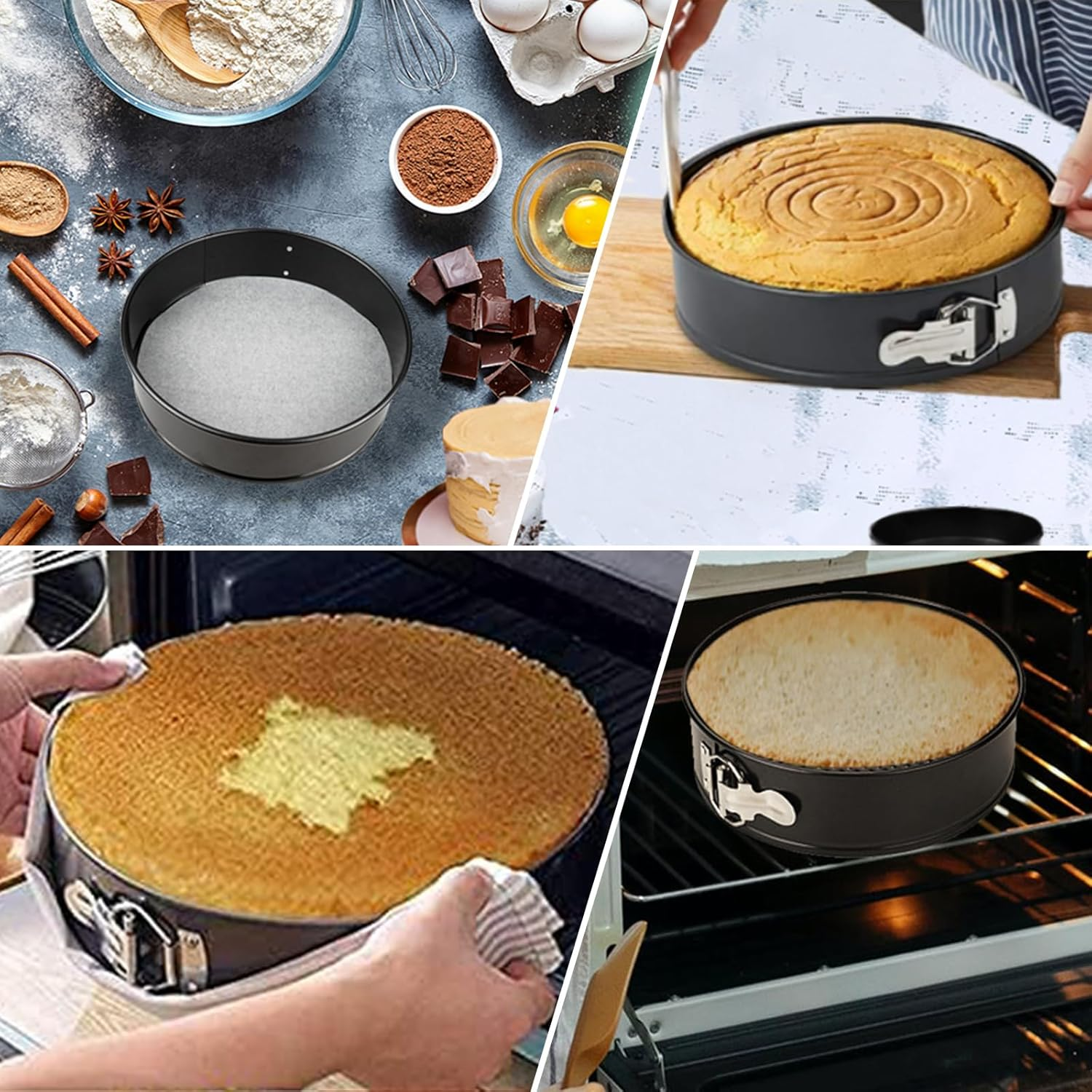 3Pcs 7/8/9 Inch Springform Cake Pan Set with Removable Base Bottom round Nonstick Cake Baking Tin Set Leakproof Cheesecake Baking Pan Bakeware Cakes Shaped Baking Pan Set Tier Wedding Cakes Pans image number 3