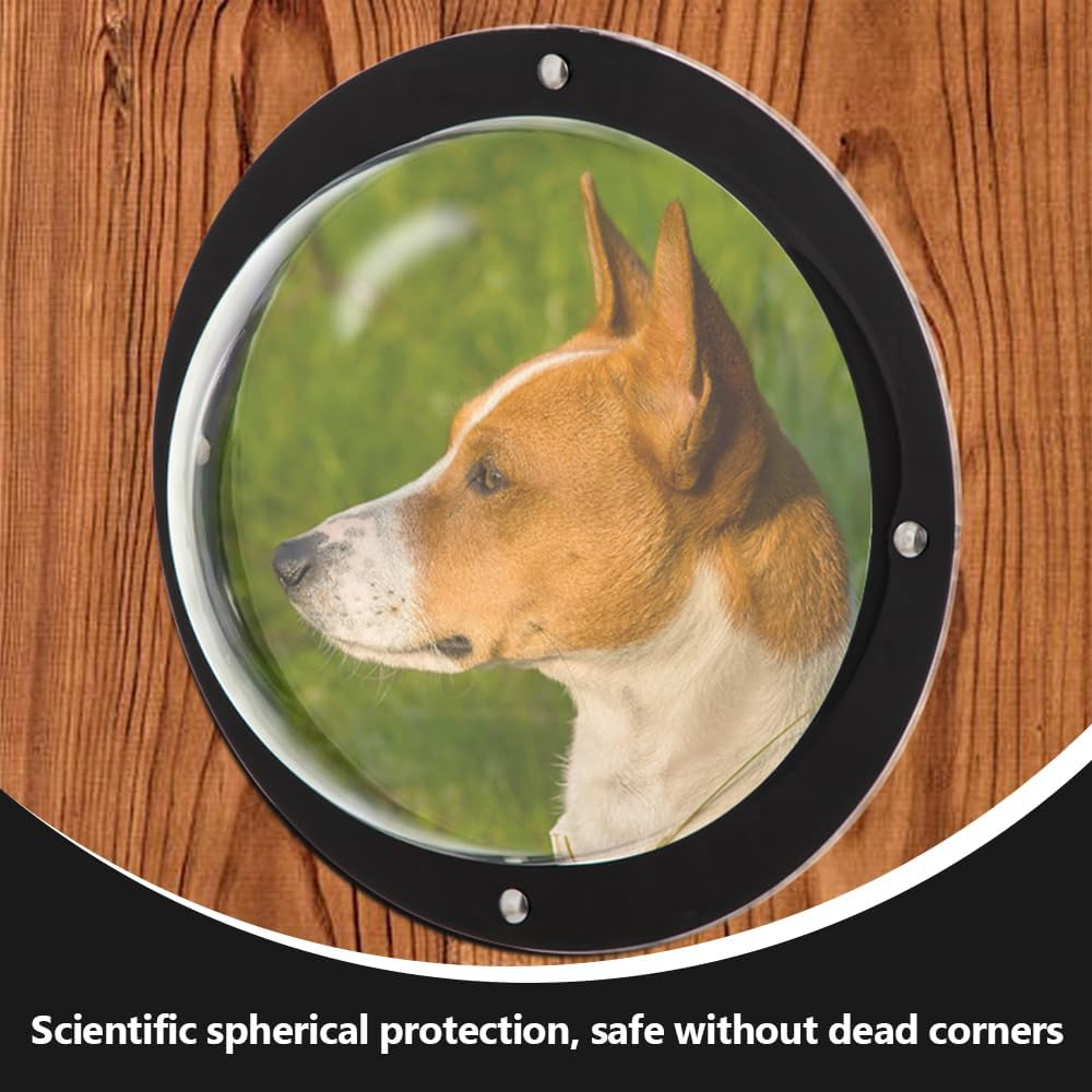 Dog Fence Window,Acrylic Clear View Window,Pet Peek Window,Dome Pet Peek,For Dog or Cat Even Horse Playpen, Outdoor, Boredom,For Safe,Acrylic ,Transparent, Sphere (Black) image number 6