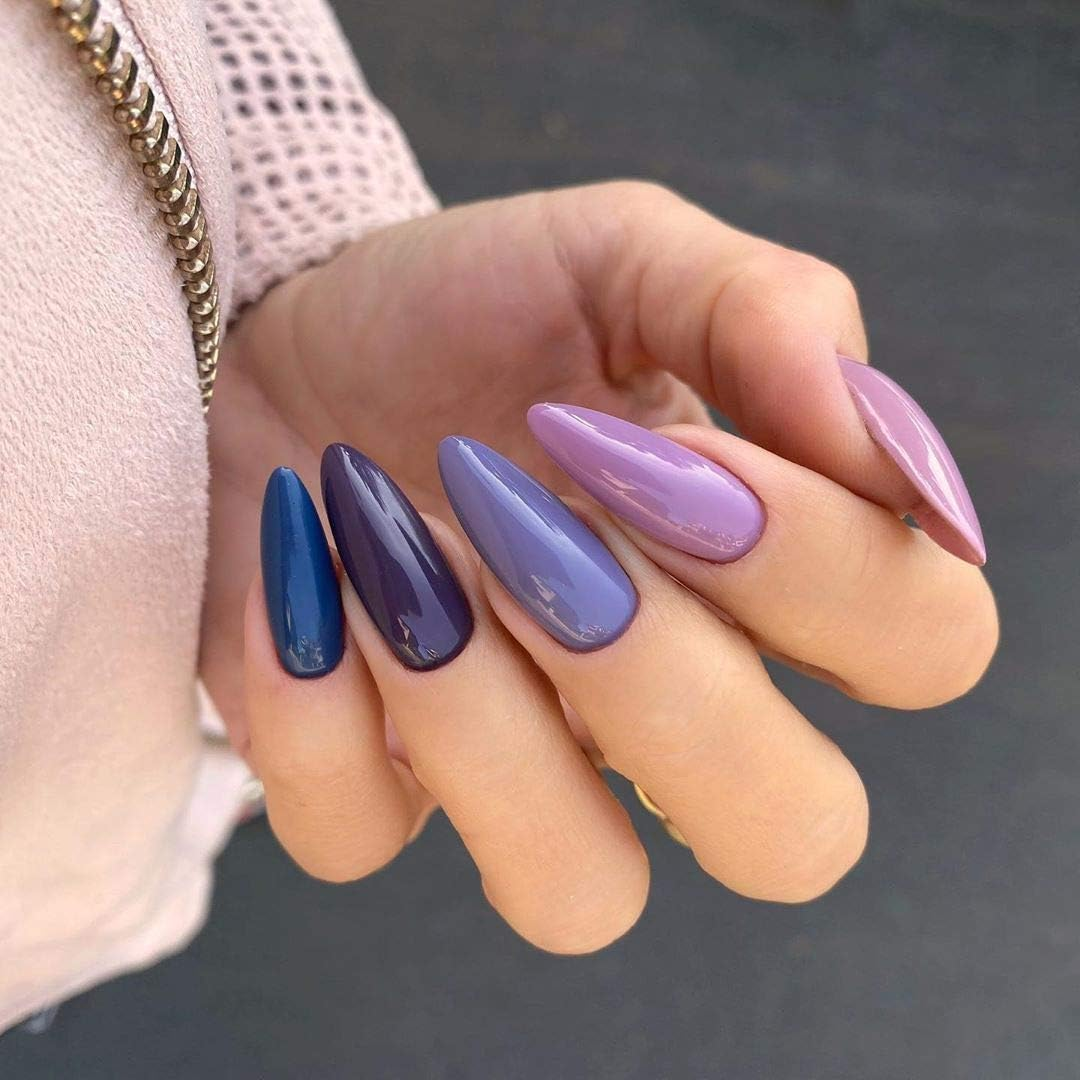 Vishine 6Pcs Soak off LED UV Gel Nail Polish Varnish Nail Art Starter Kit Beauty Manicure Lavender Violet Purple Navy Collection Set image number 5