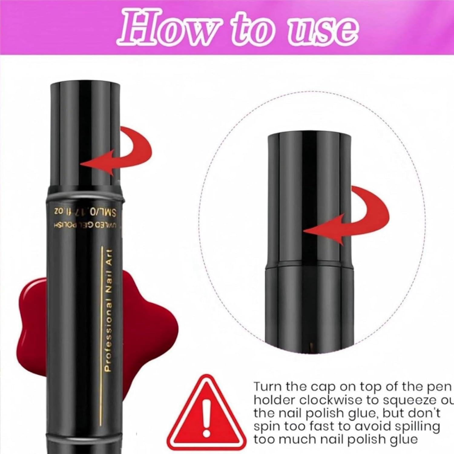 Generic Nail Polish Pens, 6 Colors Polishey Gel Nail Polish Pen Set, Quick-Dry, No UV, All-In-One Tool - 02 image number 6