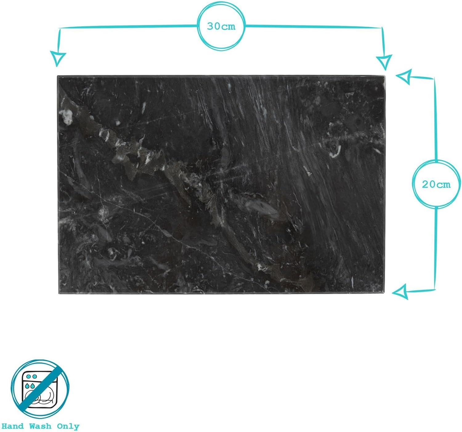 Argon Tableware White Marble Chopping Board - 30Cm X 20Cm X 0.7Cm - Rectangle - Kitchen Pastry Board, Cutting Block, Serving Platter Mat for Cheese, Bread and Meat image number 3