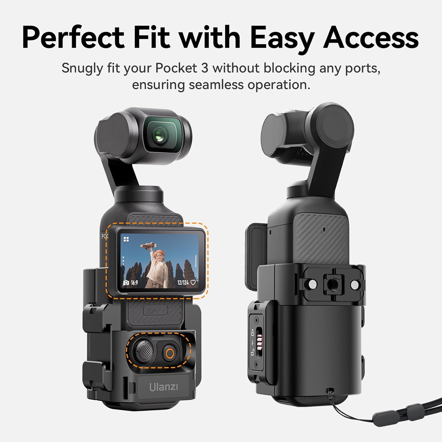 ULANZI PK-06 Expansion Adapter Accessories for DJI Osmo Pocket 3 - Aluminum Protective Cage Metal Bracket Mount with 1/4 Screw Holes/Gopro Adapter/Cold Shoe/Osmo Action Quick-Release image number 5