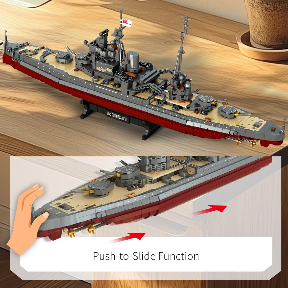 DUANT Queen Elizabeth Class Battleship Building Blocks, British Royal Navy Ship from World War II, a Large Military Battleship Building Toy, Suitable for Adult Collectors image number 1