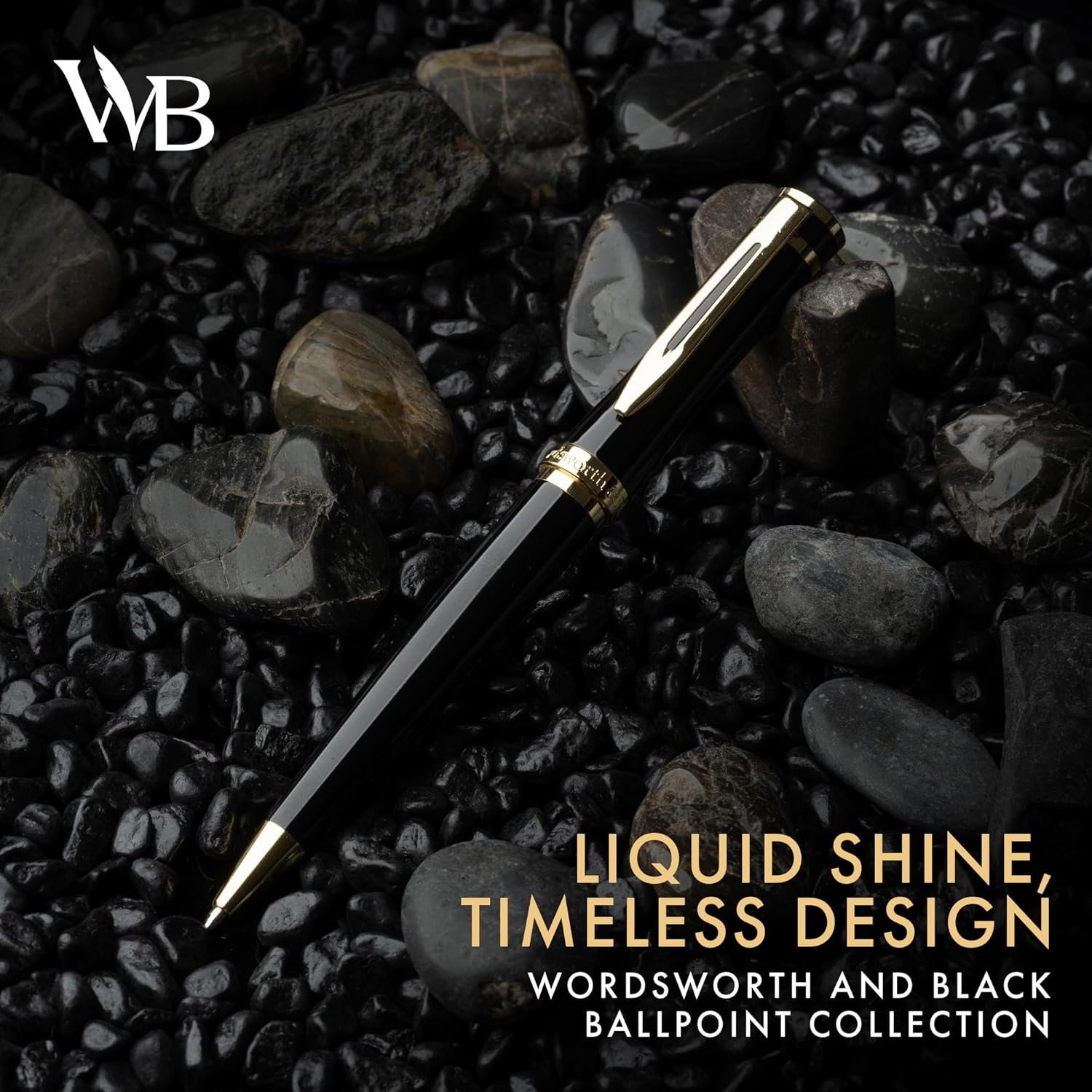 Wordsworth and Black Luxury Ballpoint Pen Set - Black Lacquer 24K Gold Finish, Refillable Fine Point, Elegant Men & Women, Includes Ink Refill, Nice Pens for Work image number 4