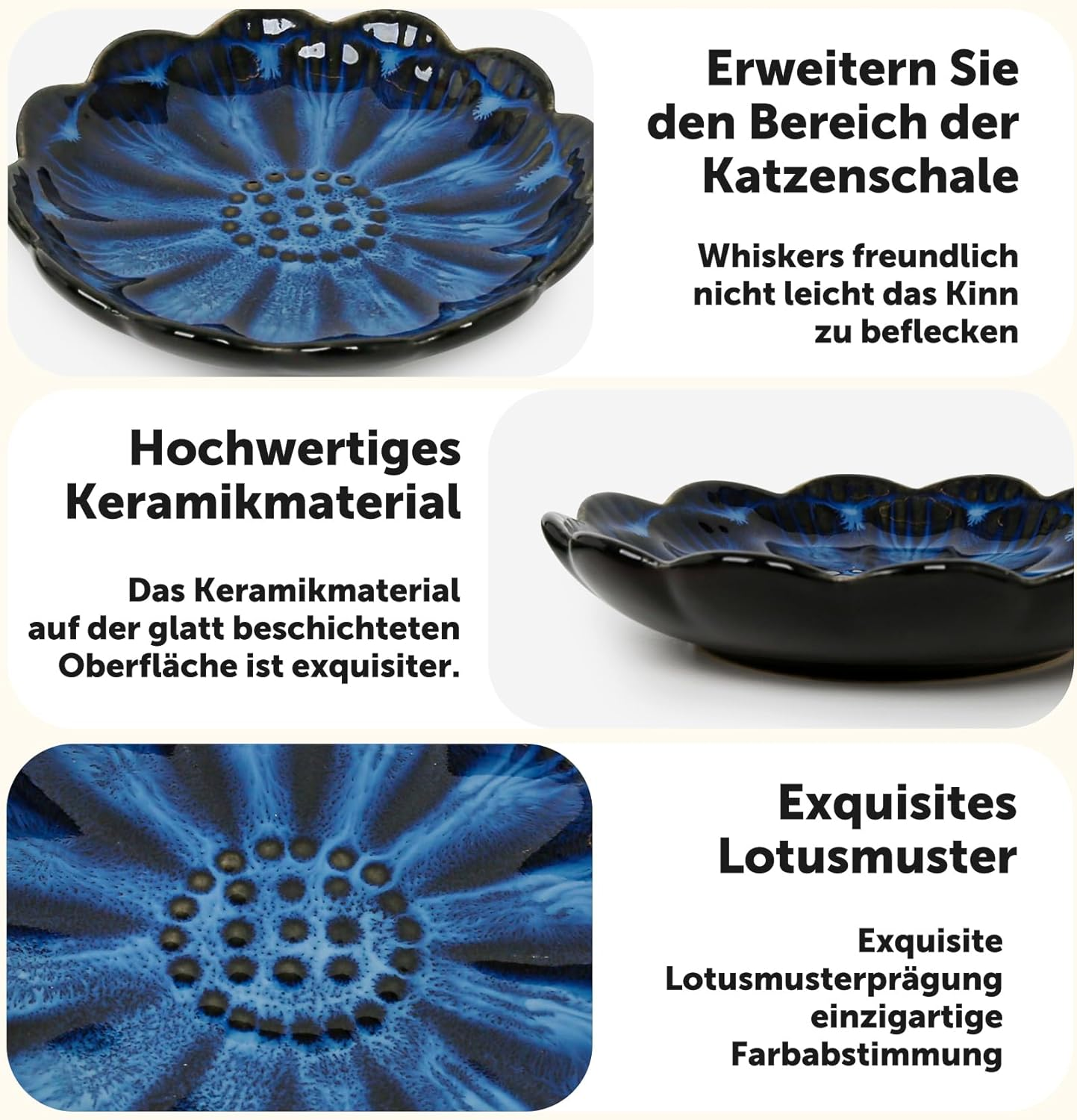 Skrtuan Ceramic Cat Bowl, Pack of 5 Cat Feeding Bowls, Cat Bowls for Kittens and Small Animals, Cat Food Bowl, Flat Feeding Bowl, Cat Bowl Set image number 6