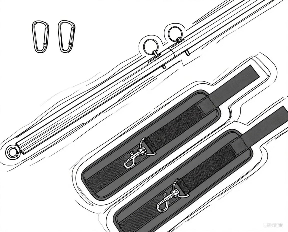 Black 2 Rings Exercise Expandable Workout Spreader Bar Glutes and Leg Fitness Gear, Home Indoor Gyms, Pilates Kit