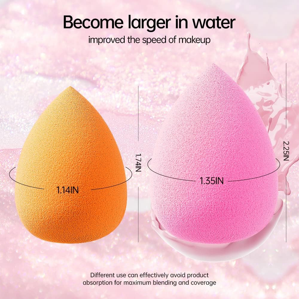 MAGMAC 10 Pcs Perfect Makeup Sponge Set Blender, Beauty Sponge Makeup Blender Flawless for Liquid,Multi-Colored Makeup Sponges image number 3