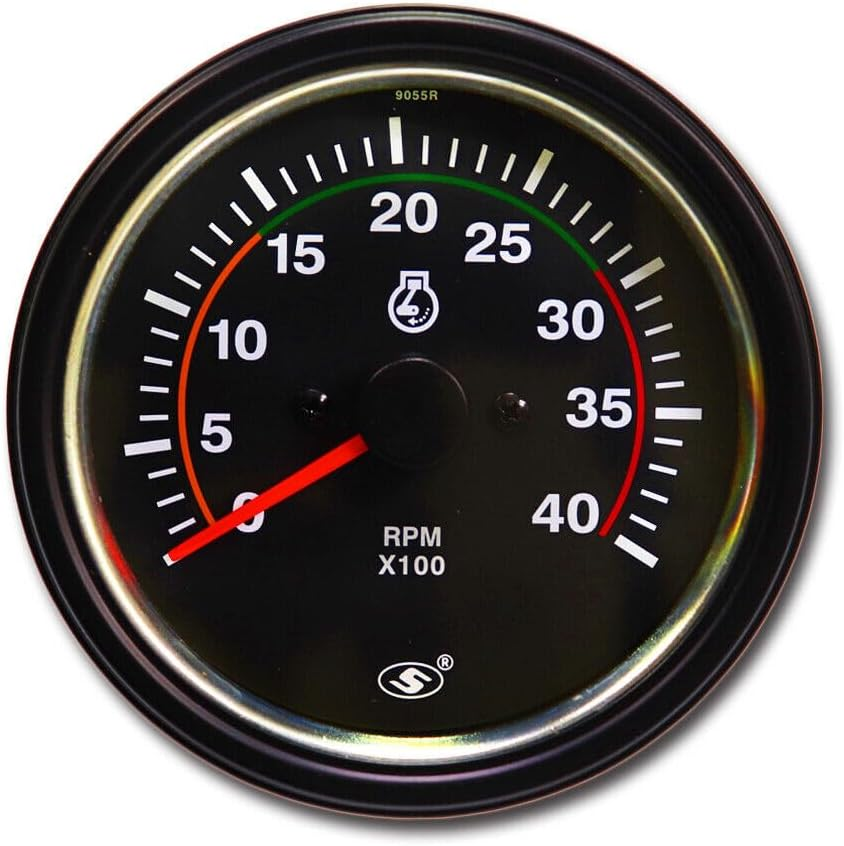 MOTOR METER RACING Universal Tachometer for Alternator 3-3/8" 4000 RPM Black Dial in Dash