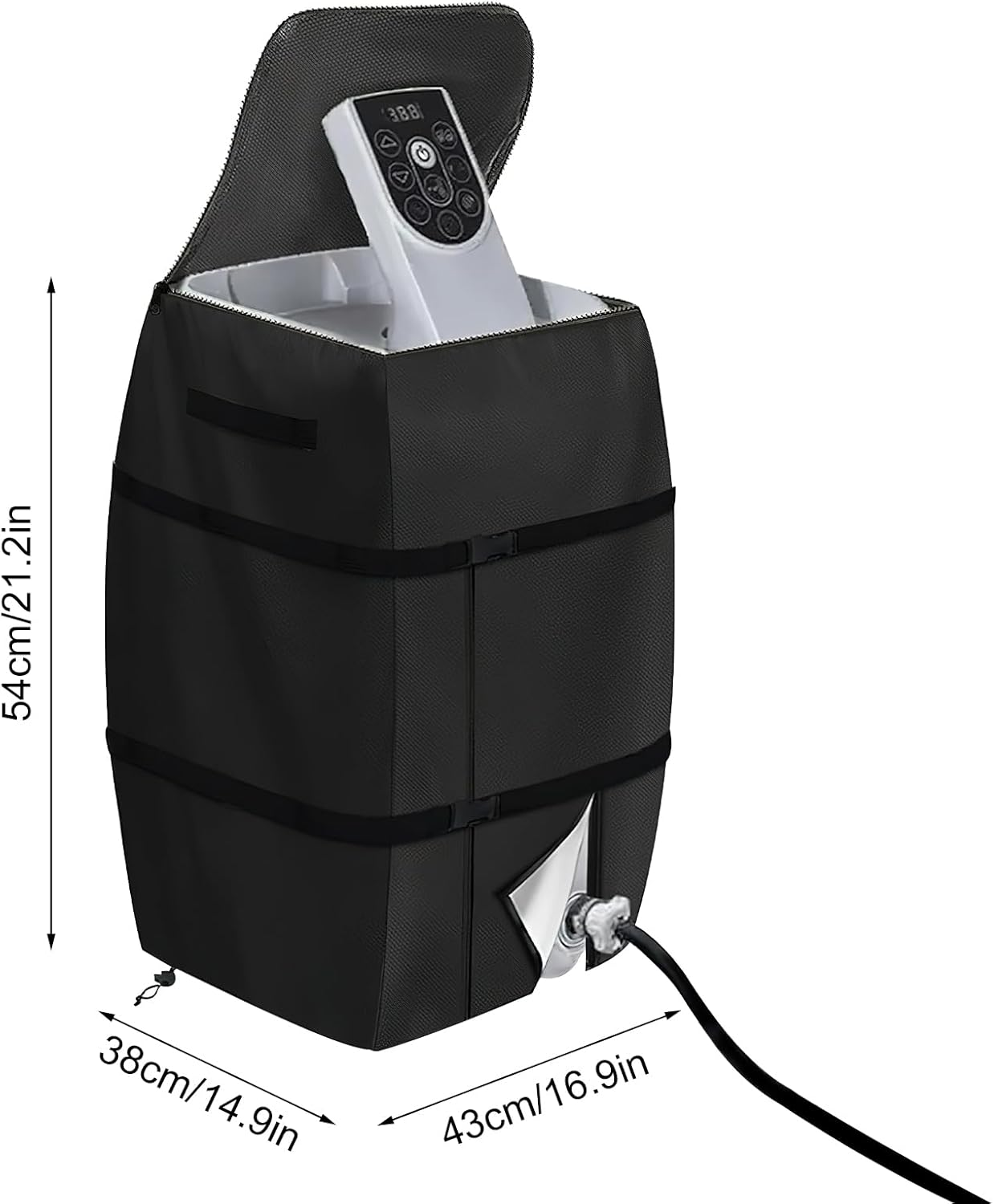 Hot Tub Cover,Spa Heater Pump Cover Waterproof Dustproof Insulated Pump Cover with Zipper Opening Lazy Spa Thermal Cover Accessories Hot Tub for Outdoor Travel Bathtub Pools Inflatable Bathtubs(Black) image number 2