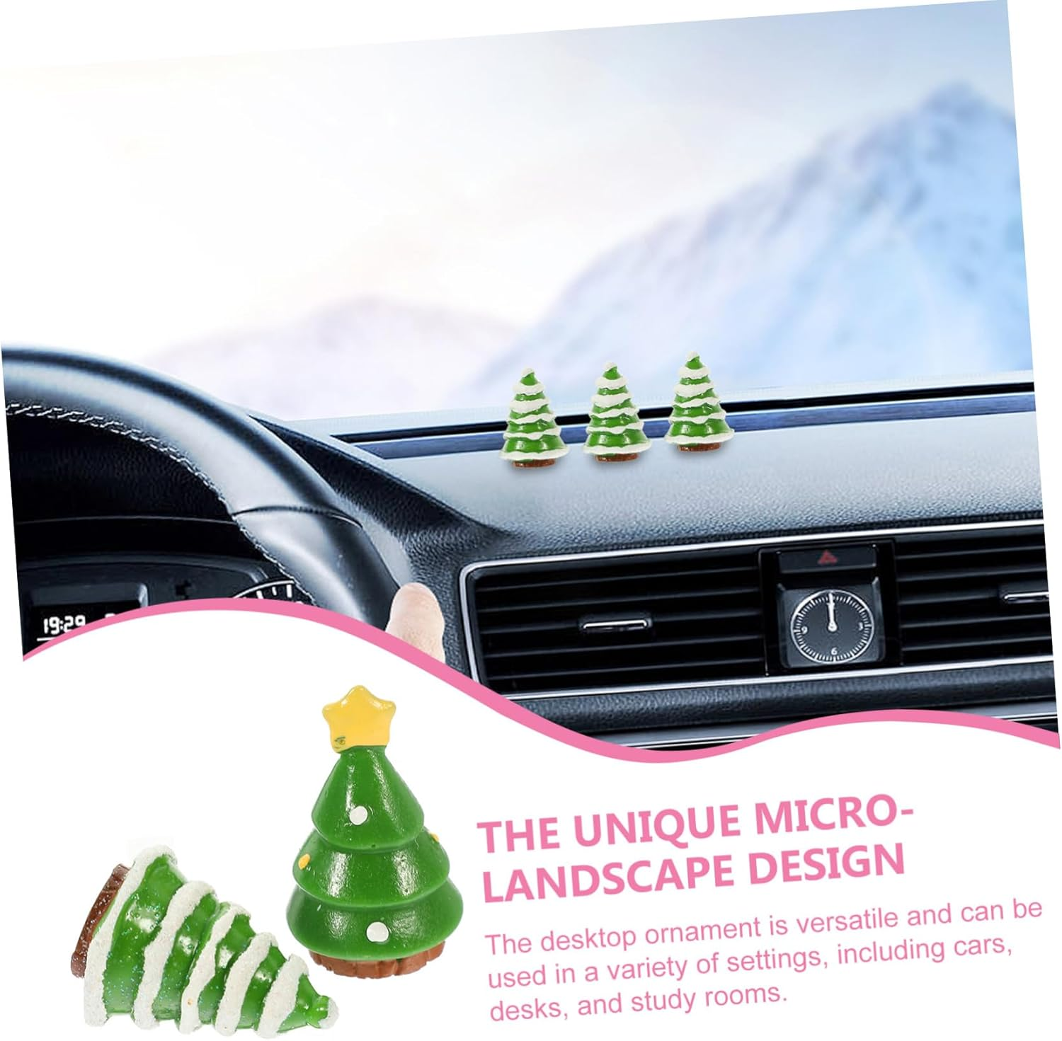 12Pcs Mini Christmas Tree Decoration Landscape Santa Snowman Ornaments for Holiday Home Decor for Desks Cars Cozy Atmosphere image number 1