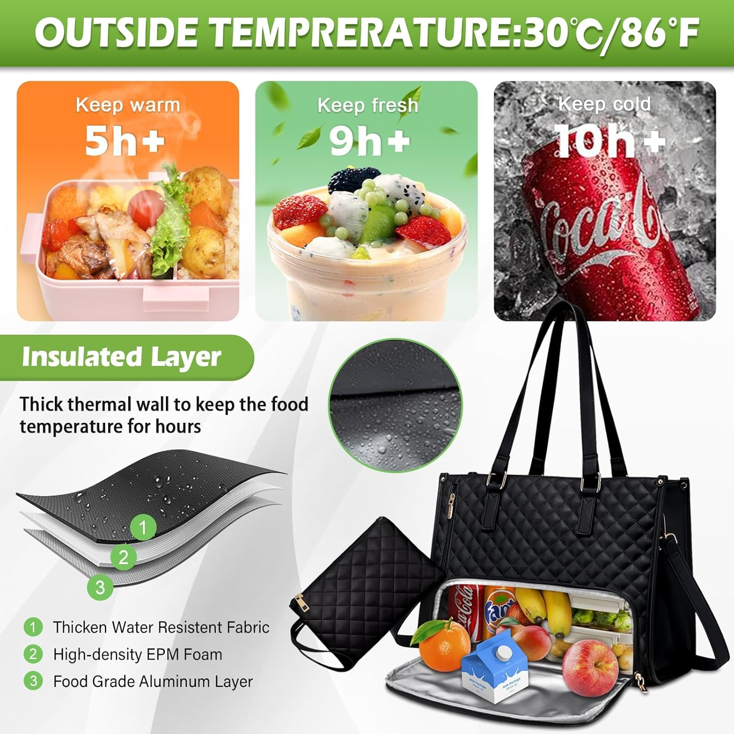 2 in 1 Tote Bag Lunch Bag Combo Comes with Wallet, Lunch Tote Bag, Lunch Bags, Large Capacity Computer Handba-G, Stylish Picnic Bags, Elegance Meets Functionality - Brown image number 5