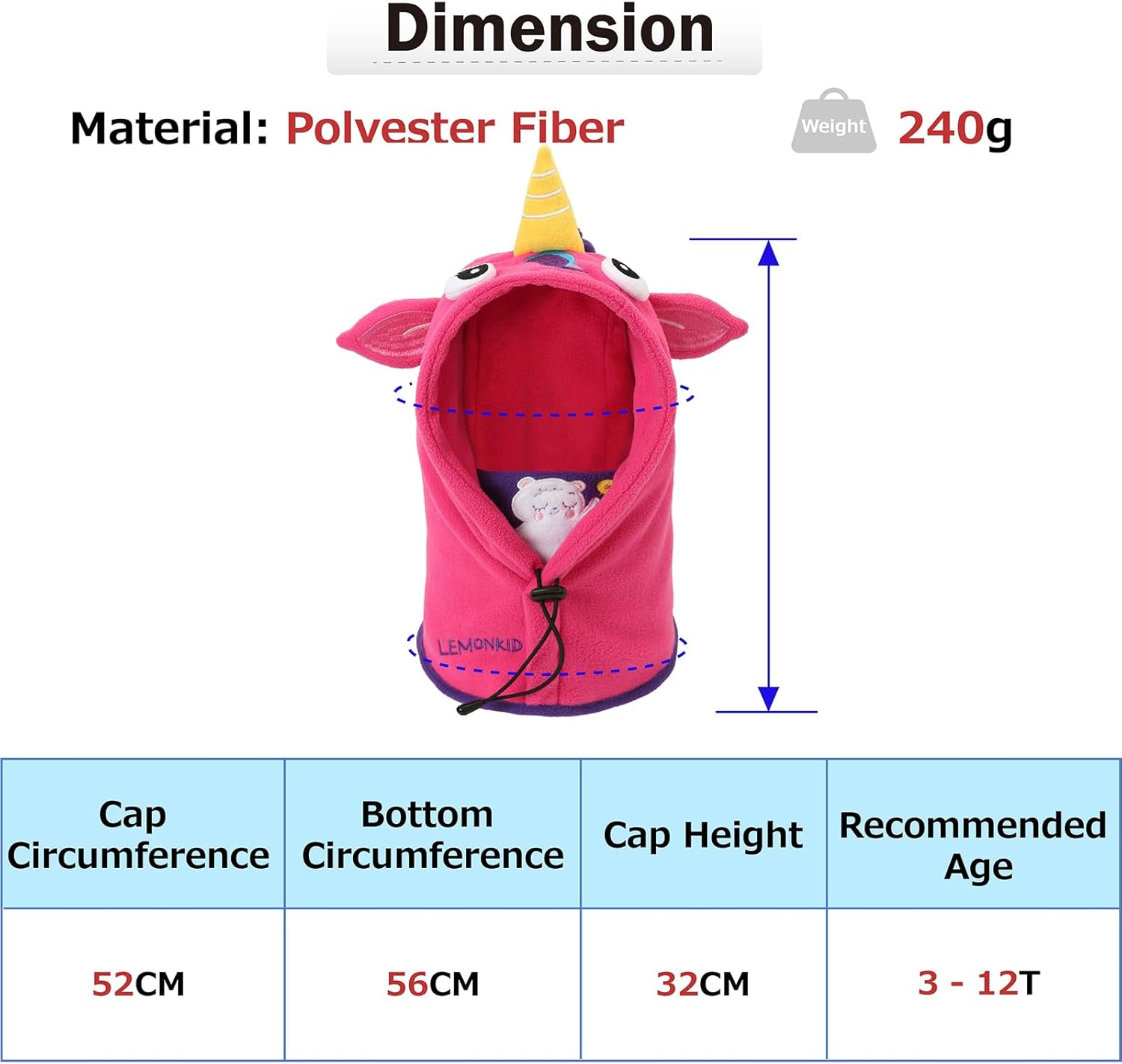 AQIIGOSE Kids Balaclava Ski Mask, Windproof Thermal Fleece Winter Hat for Boys & Girls, Adjustable Fit for Cold Weather, Cycling, Hiking, Snow Play - Navy Blue - Dinosaur image number 6