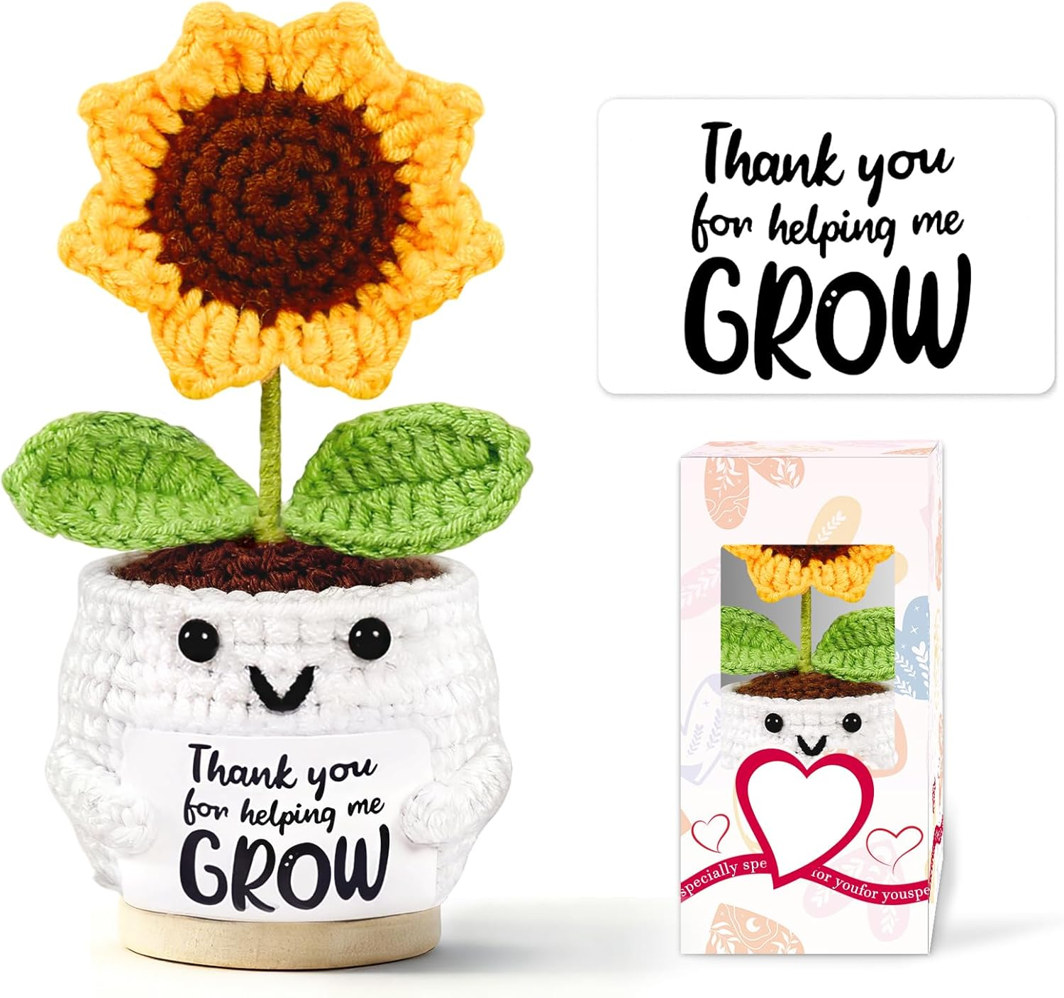 Teacher Gift Personalised Thank You Gifts for Women Emotional Support Crochet Sunflower Best Nursery Teachers Educators Day Gift Funny Christmas Appreciation Leaving Gifts for Teacher End of the Year image number 6