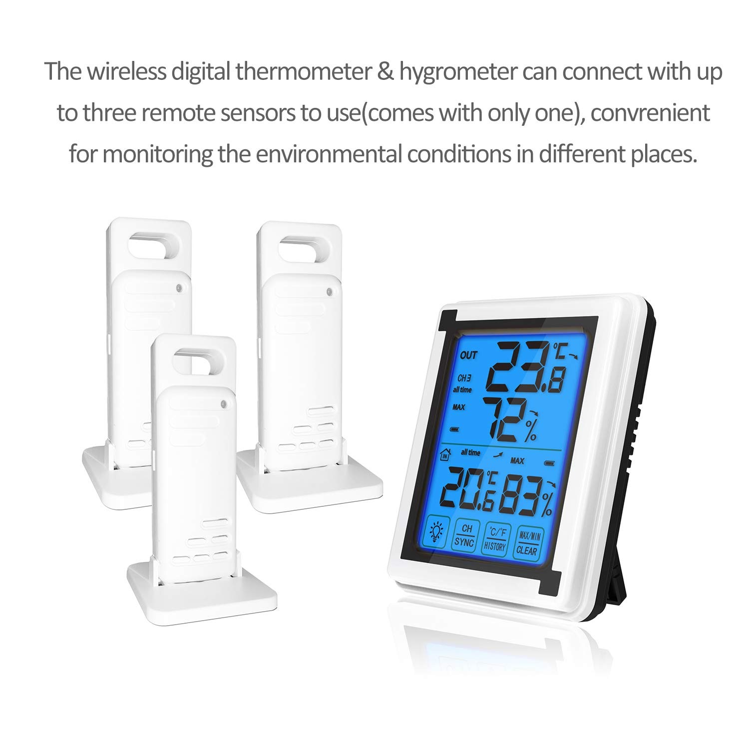 Indoor Digital Hygrometer with Touchscreen Backlight Temperature Humidity Gauge Meter for Home Office Greenhouse image number 6
