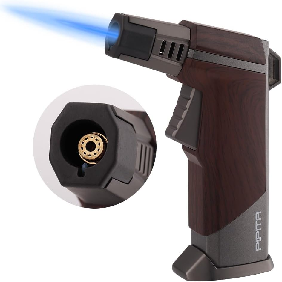 Kitchen Blow Torch for Cooking & Diy,Soldering Torch Lighter with Safety Lock and Adjustable Flame Refillable Butane Gas Lighter for Creme Brulee, Welding, Industrial (Butane Not Included)