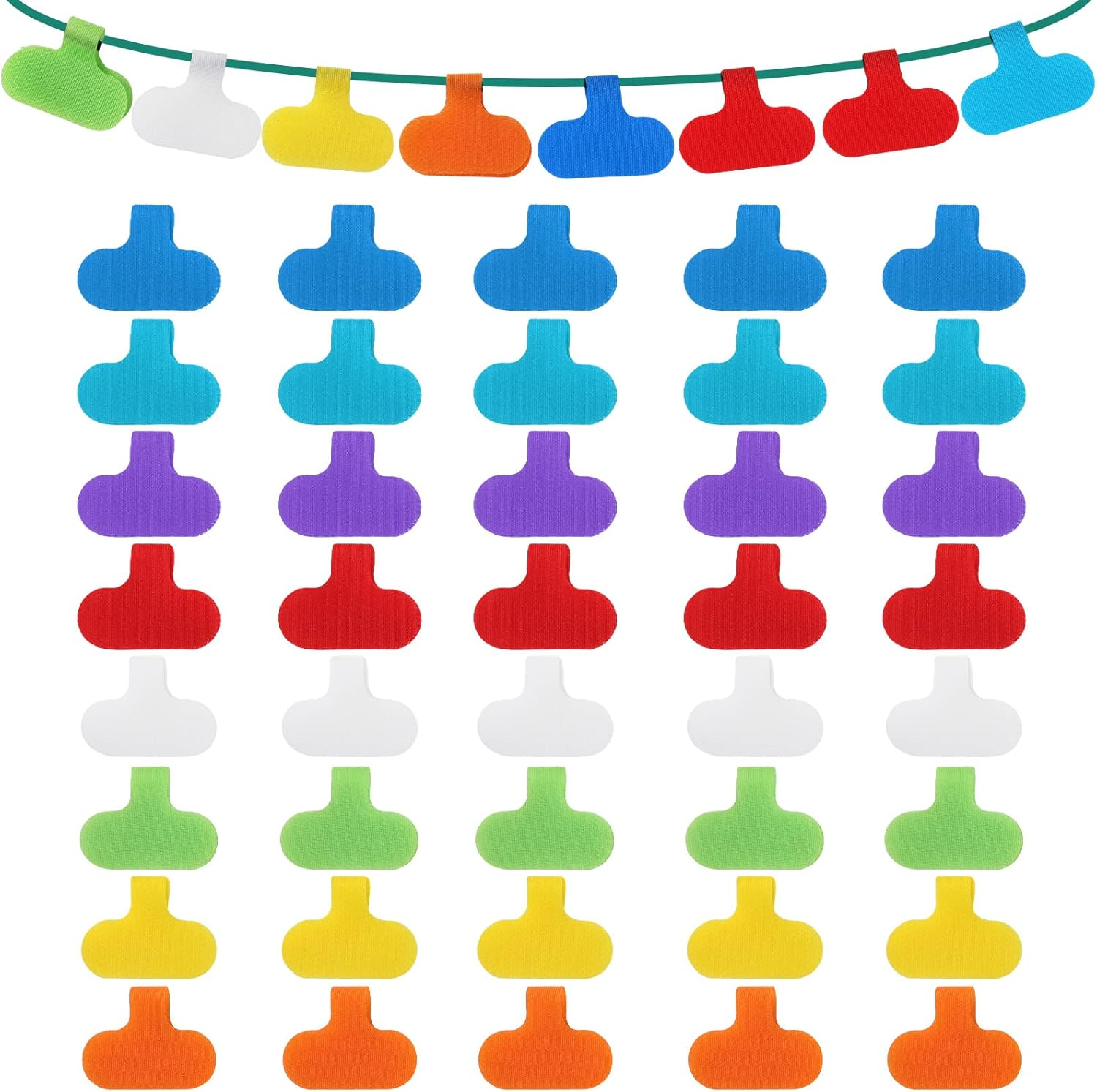 Geeric 40 Pieces Multi-Color Cord Labels, Write on Oval Cable Tags Hook and Loop Wire Tags for Cable Management Organizer, Electronics, Computers and More