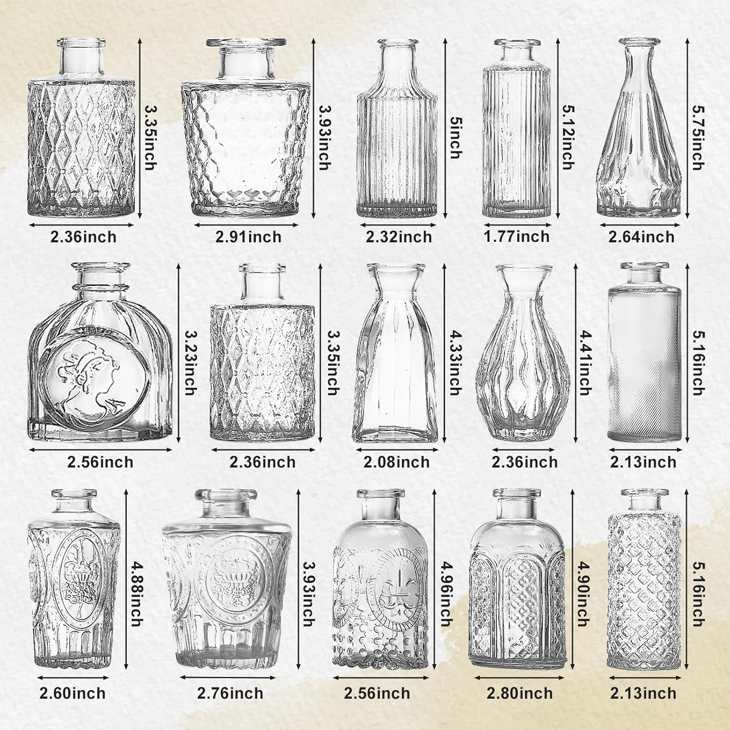 Glass Bud Vase Set of 25, Mini Clear Bud Vase for Centerpieces in Bulk, Small Vintage Flower Vases for Weddings Parties Home Table Decorative image number 2