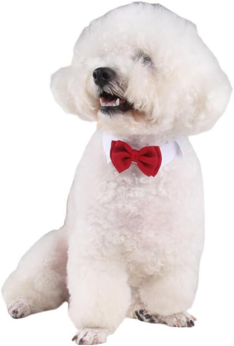 Diyafas 2 X Pet Dog Cat Puppy Tie Adjustable Cotton Collar Red Bow Tie Formal Bowknot Necklaces image number 5