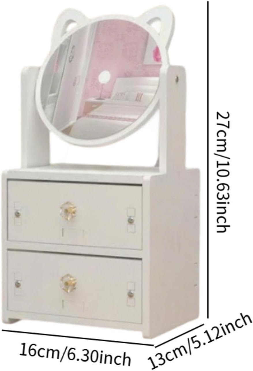 Folpus Makeup Organiser with Mirror, Cosmetic Organiser with Drawers for Office Supplies, Bathroom image number 5