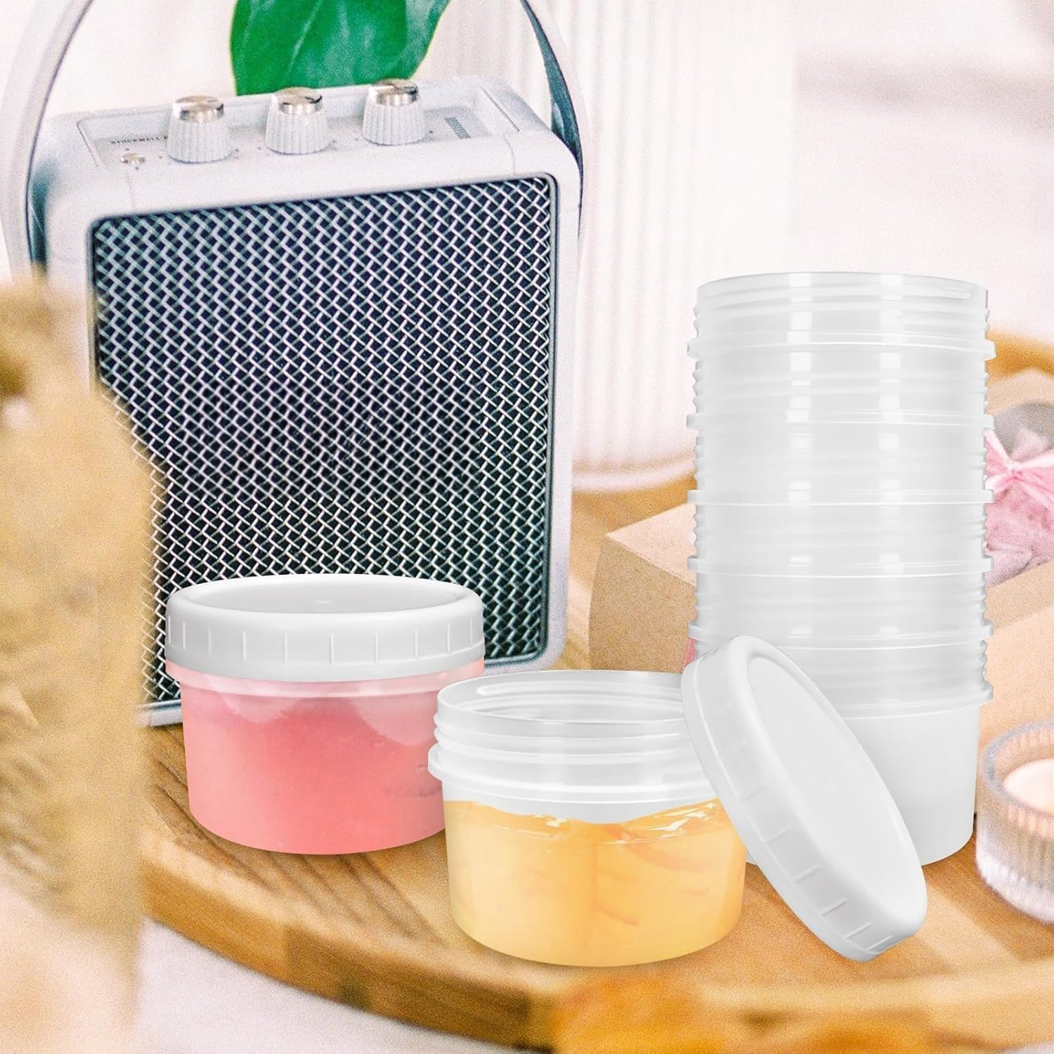 LATERN 20 Pcs Small Food Containers, 8Oz / 250Ml Reusable Plastic Bowls Stackable Food Jars with Lids, Dishwasher Safe, Microwave and Freezer Safe image number 3