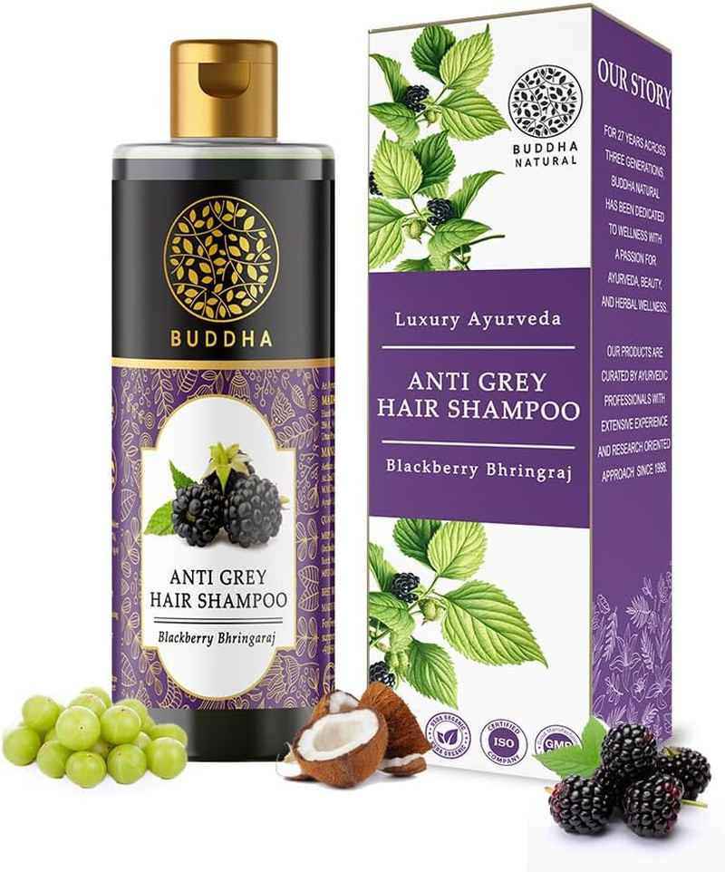 Buddha Natural Graying Shampoo for Men & Women (200Ml) - Helps to Restore Natural Black Hair Color Enriched with Amla & Bhringraj - All Hair Types image number 2