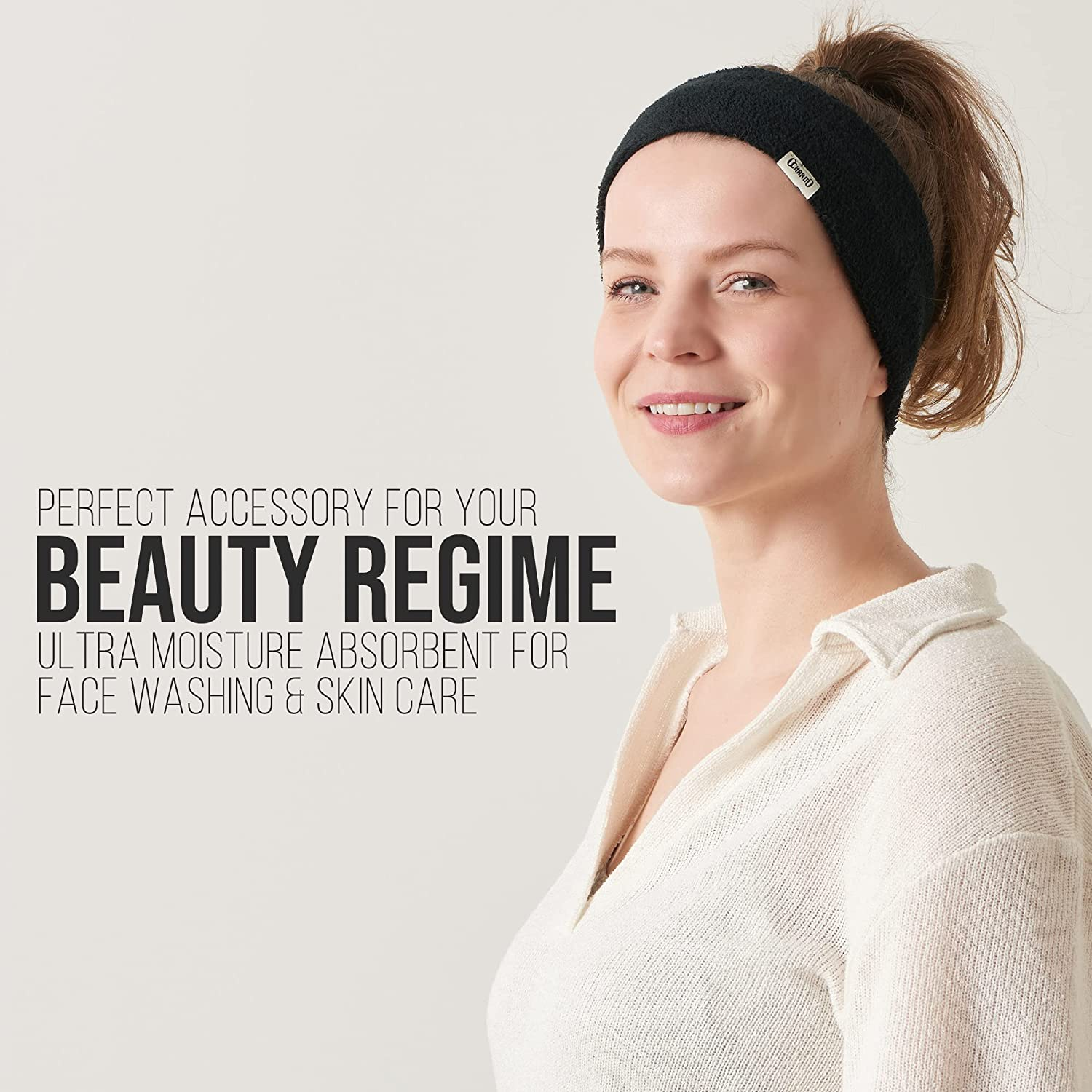 CHARM Mens Sports Headband 2-Pack - Towel Bandana Sweat Wicking Pair Active Wear - Light Grey image number 5