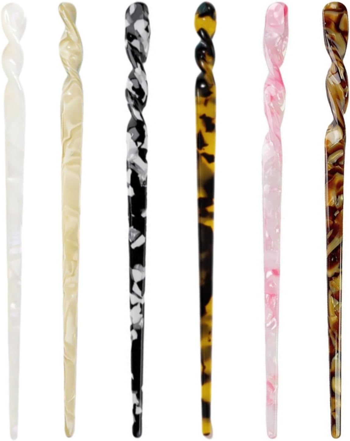 TPZORJX 6Pcs Acetate Hair Chopsticks Vintage Leopard Print Turtle Shell Headwear Retro Accessories Brooch Chinese Hairpins for Women and Girls image number 3