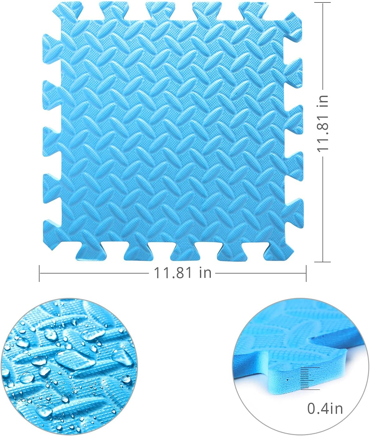 Foam Play Mat for Baby, EVA Soft Non-Toxic Baby Playmat, Interlocking Floor Mats, Solid Colored Foam Puzzled Floor Mats, Baby Play Mat Exercise Mats, 16 Tiles(White/Green/Light Blue) image number 3