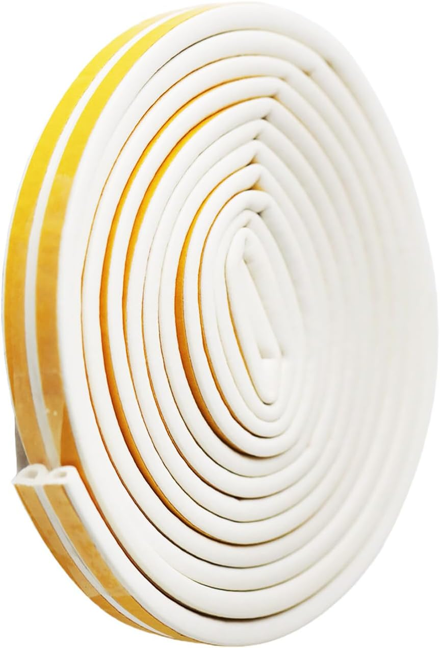 Kaoruo Door Weather Stripping Seal Strip &ndash; 6M Self-Adhesive D-Type Foam Tape for Doors & Windows, Soundproof, Insulation & Draft Stopper image number 2