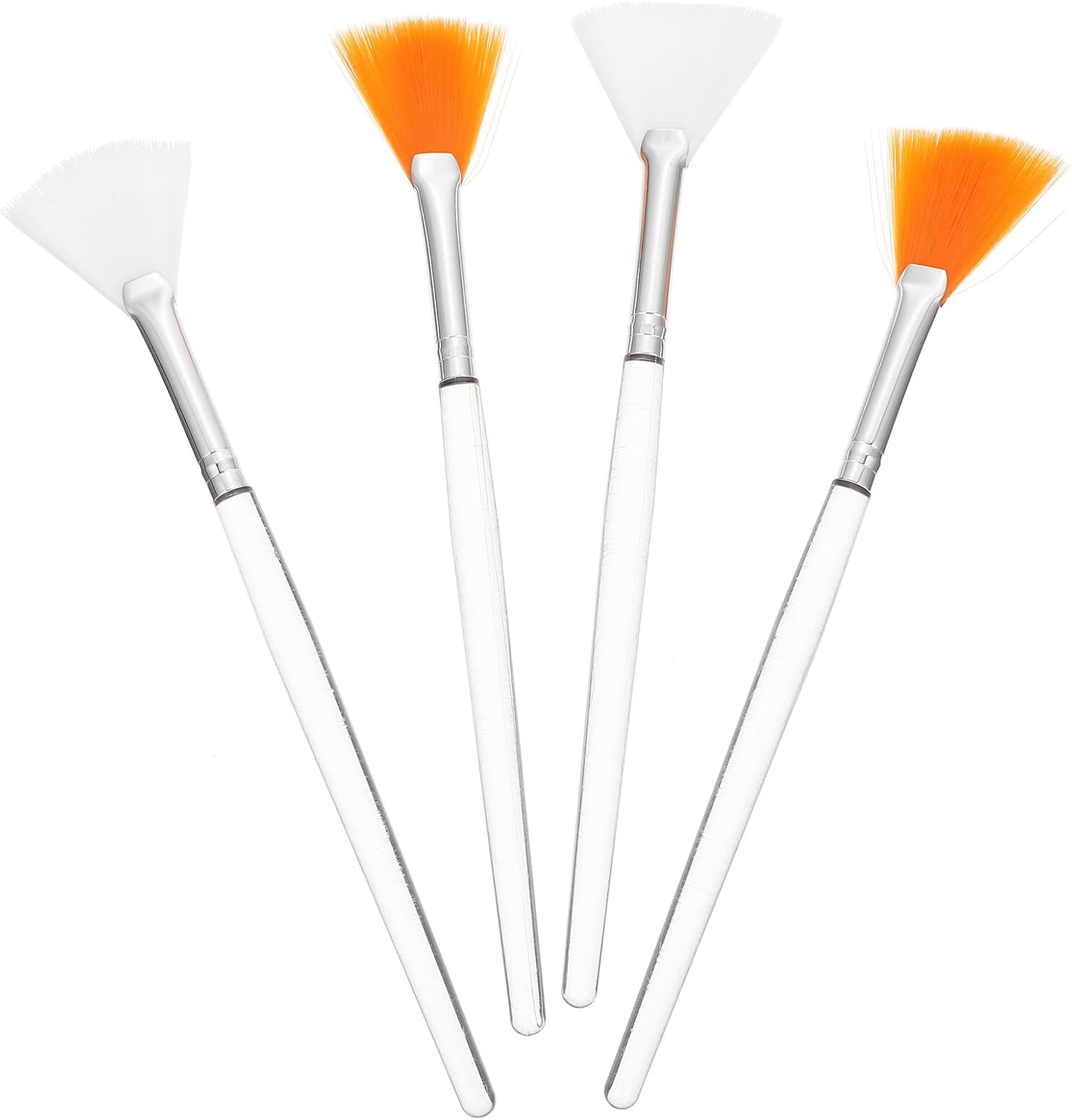 4Pcs Portable Fan-Shaped Face Mask Brushes Soft Bristles Ergonomic Handle Makeup Applicator Kit for Even Facial Serum and Mud Application image number 1