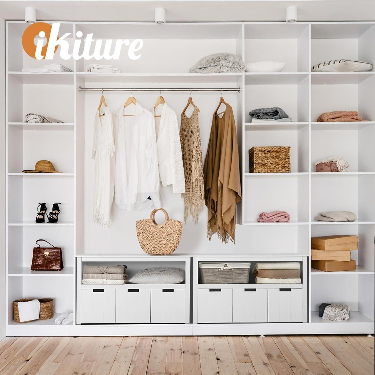 Oikiture Kid Toy Storage Box with Portable Storage Box Wooden Tallboy Cabinet - Wood image number 3