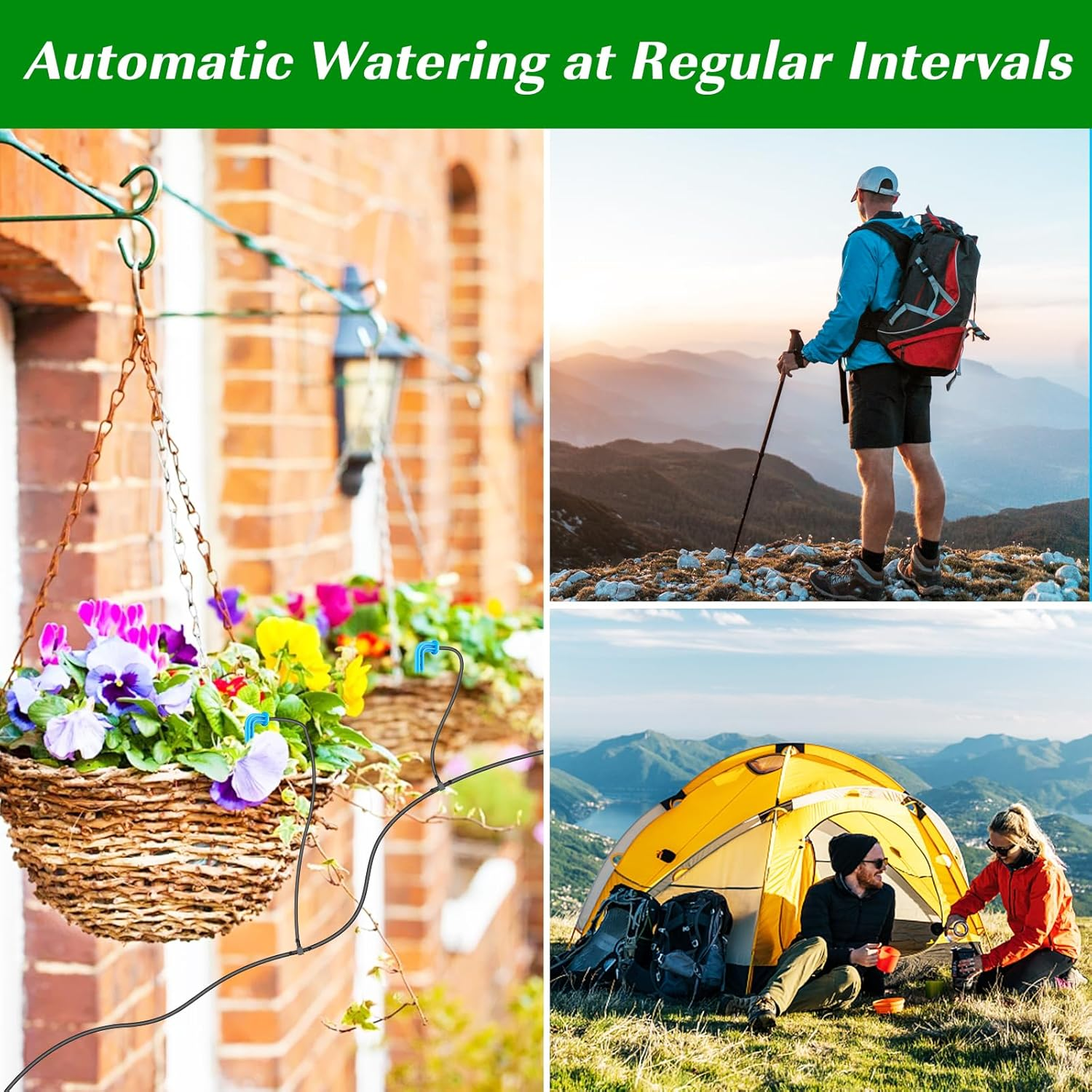 Solar Drip Irrigation System for Garden Indoor/Outdoor Gardening System DIY Automatic Drip Irrigation System for Drip Hose Irrigation with 9 Irrigation Programs and Anti-Siphon Function