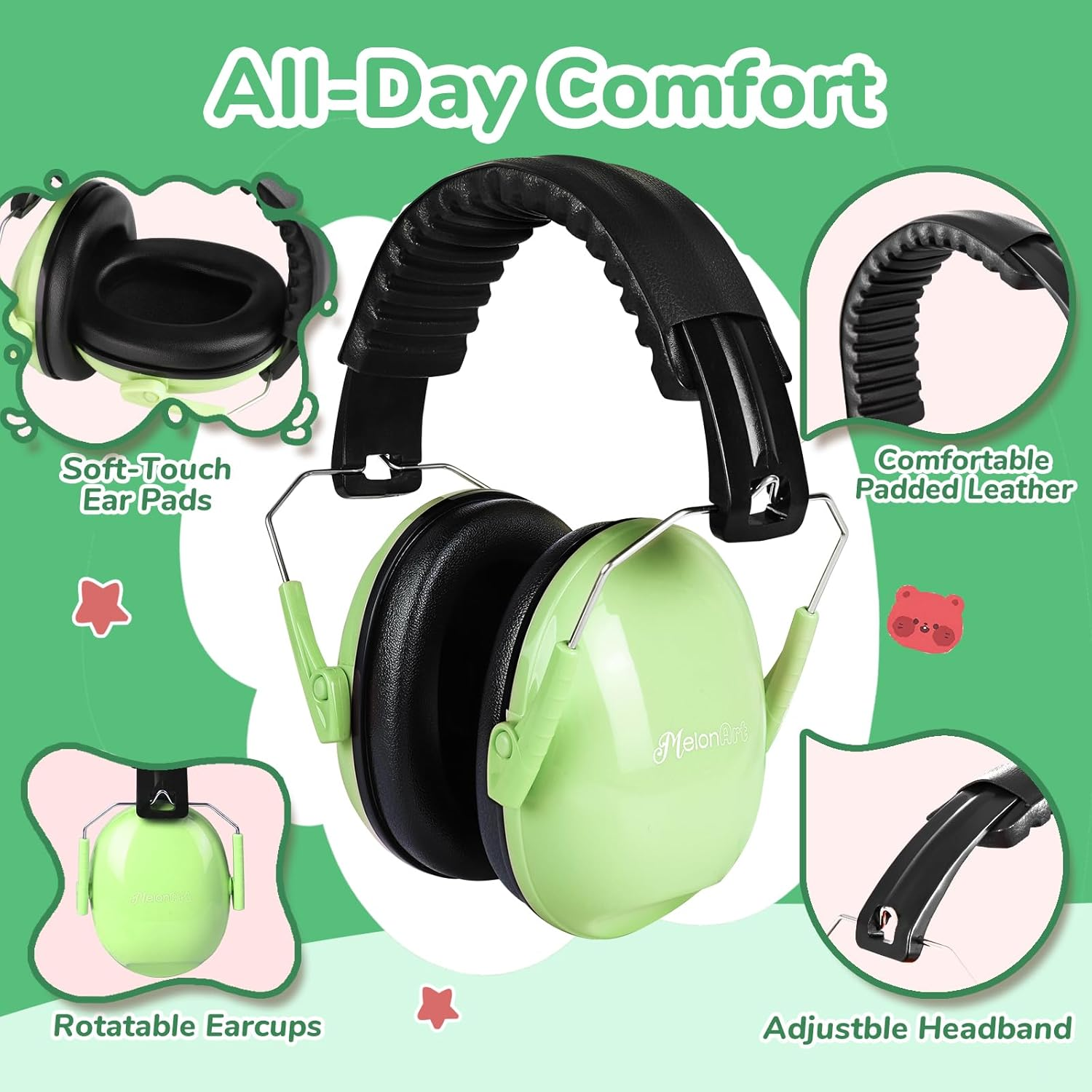Melonart Kids Ear Protection Earmuffs Safety Hearing Protection Headphones Noise Reduction for Autism Sensory Kids Chirldren