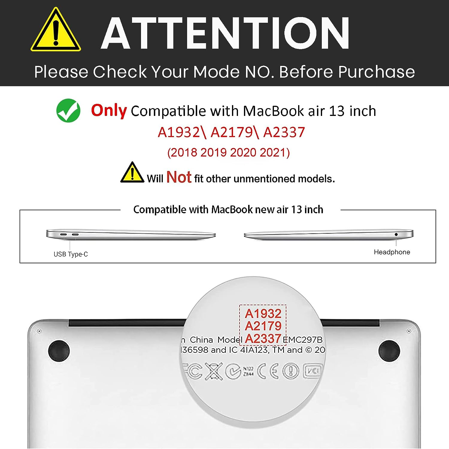 Gahwa Case Compatible with Macbook New Air 13 Inch 2020/2019/2018 (Model: A1932/A2179/A2337), Ultra Thin Protective Plastic Hard Case, Easy to Wipe, Smooth Case Cover - Black image number 4