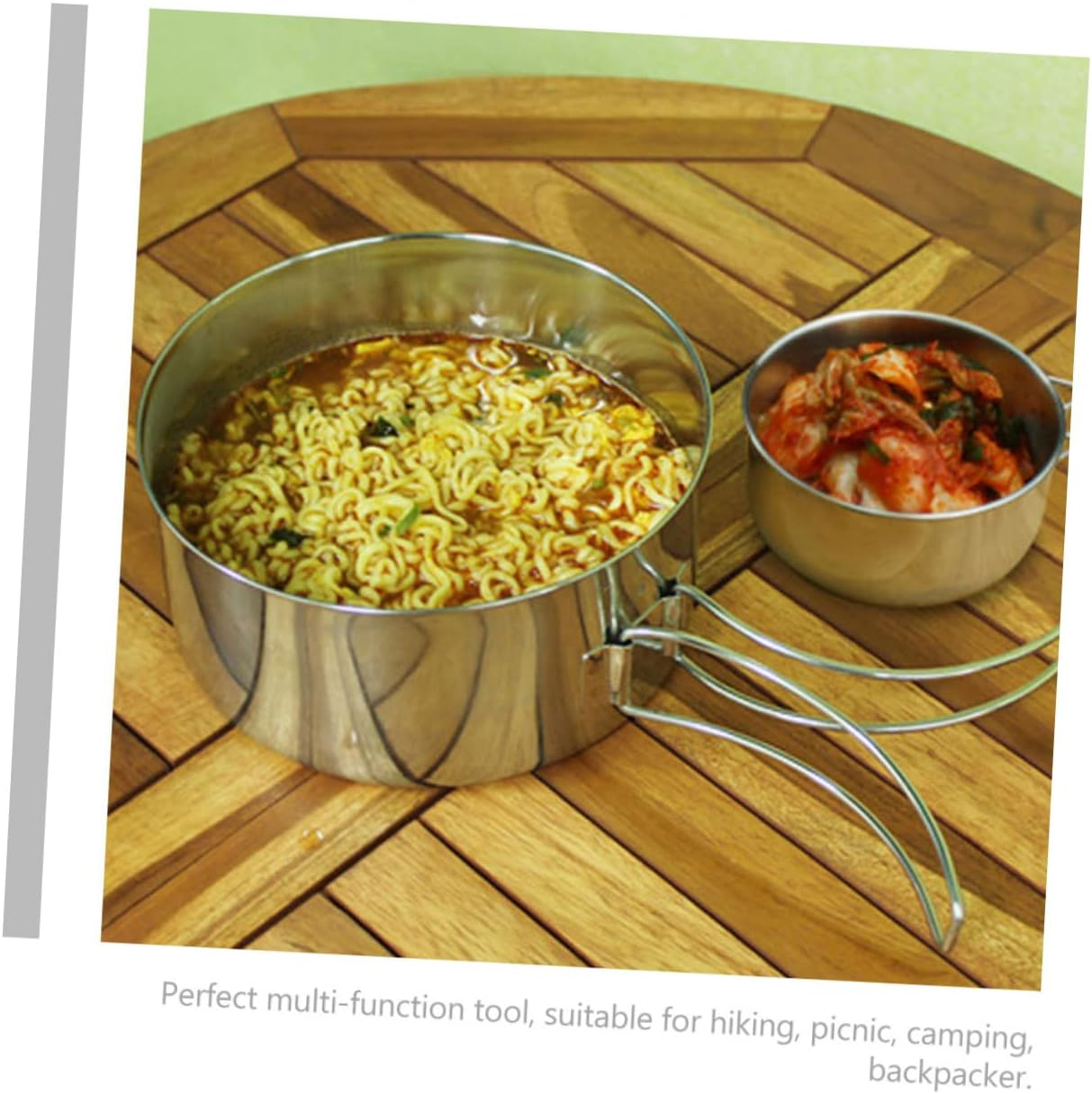 Milisten Stainless Steel Pot for Camping Outdoor Cookware Long Handle Camping Pan Portable Cookware Kit and Picnic Supplies