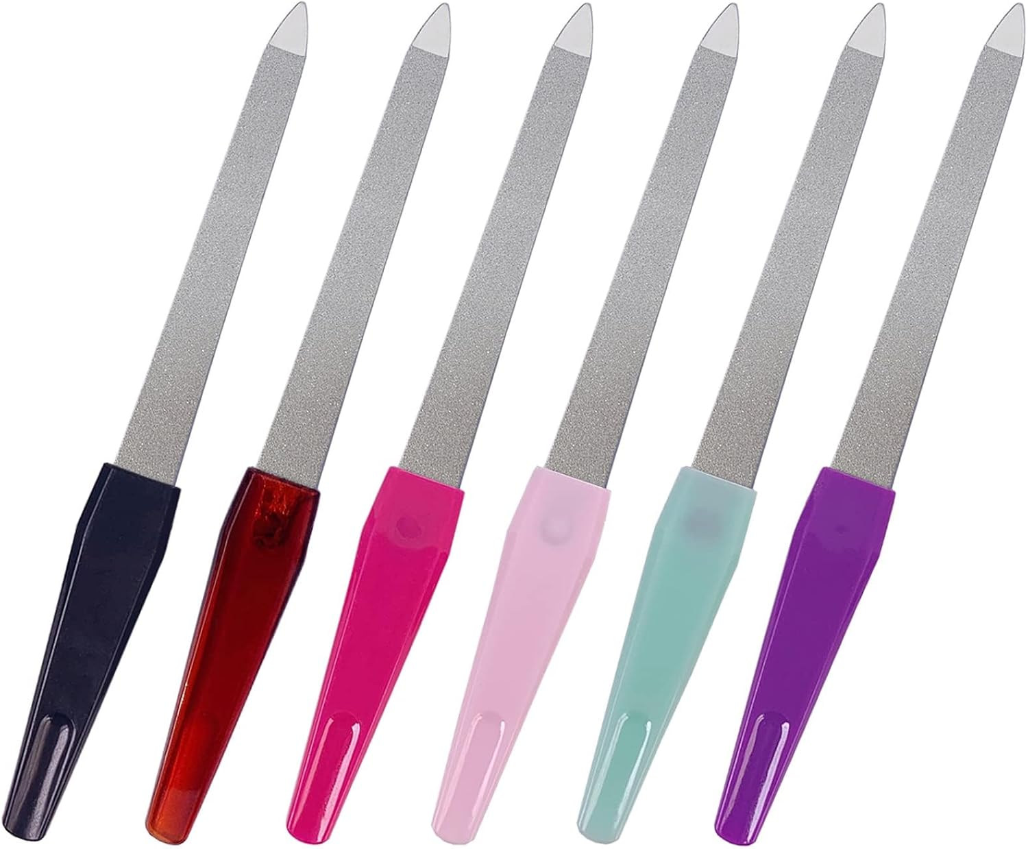 Metal Nail File (6 Pcs), Nail Files for Natural Nails Made of Stainless Steel, Sword Fingernail Files with Sharp Pointed Tip Non Slip Handle, Diamond Finger Nail Filers for Women Sapphire Grit image number 3