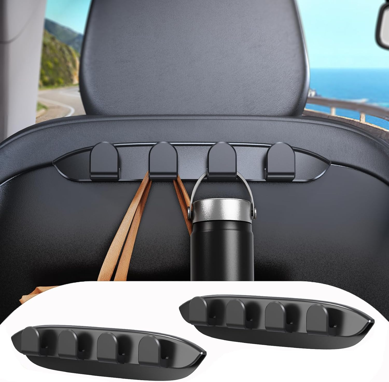 2 Pack Car Seat for Tesla Model Y Model 3 Accessories, Handbag Backpack Grocery Bag,Purse Hanger for Car, Automotive Seat Back Organizers for Purses Bags image number 1