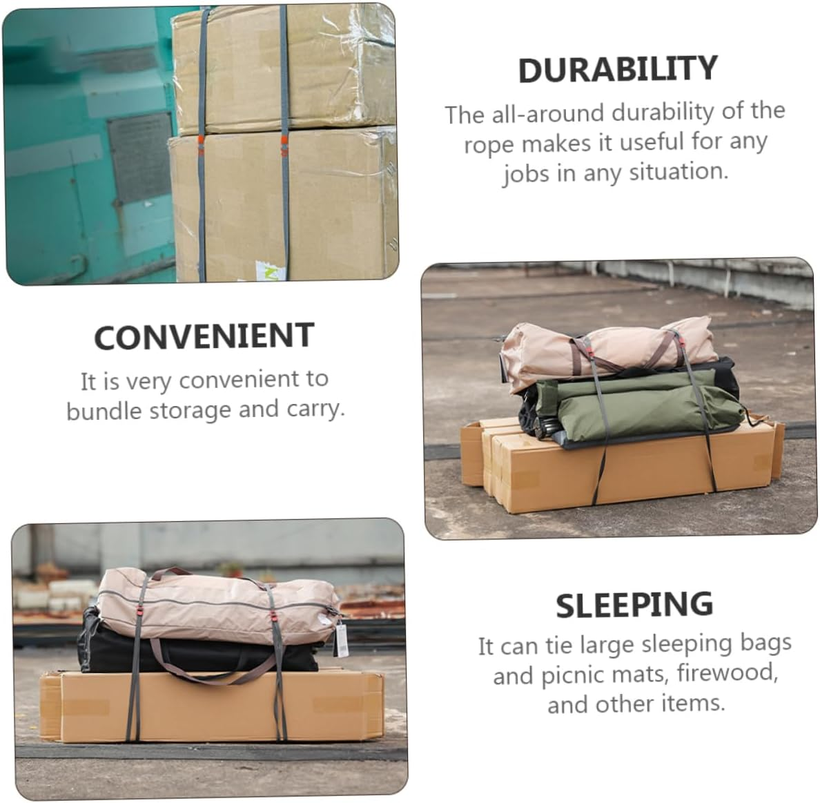 MOBUTOFU 2Pcs Binding Rope for Camping Luggage Tie down Straps Quick Release Buckle image number 3