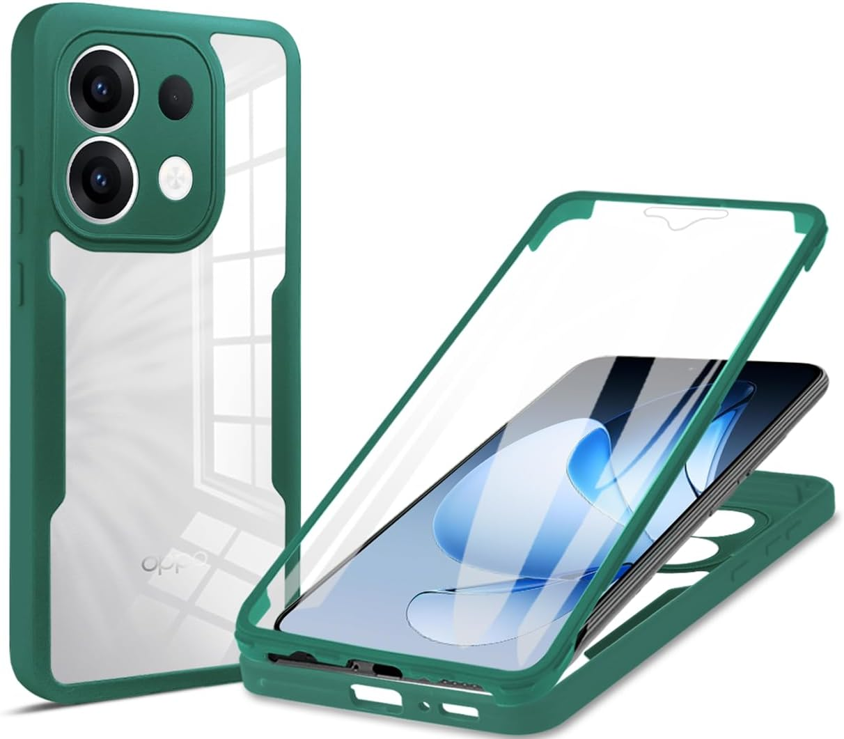 COMAKU Oppo Reno 13 5G Case Built-In Screen Protector 360 Degree All-Round Protection Mobile Phone Case, Military Shockproof TPU Bumper Protective Case Robust Transparent Scratch-Resistant Case