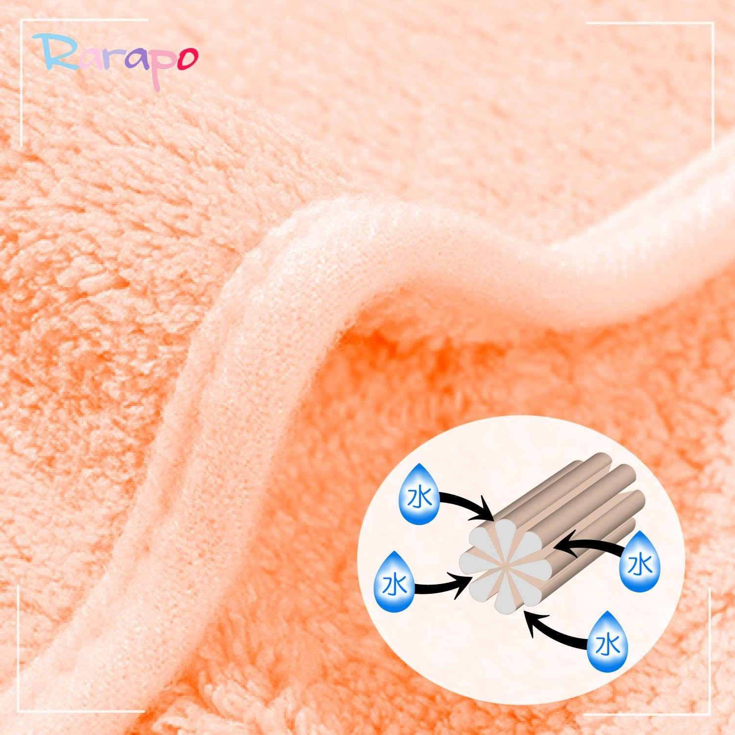 Rarapo Hair Drying Towel, Gentle on Hair, Quick Drying, Hair Turban, Lightweight, Microfiber, Hair Towel, Water Absorption, 5 Times, Room Drying, Fluffy, Soft, Comfortable Hair Towel, Dry Cap, Approx image number 6