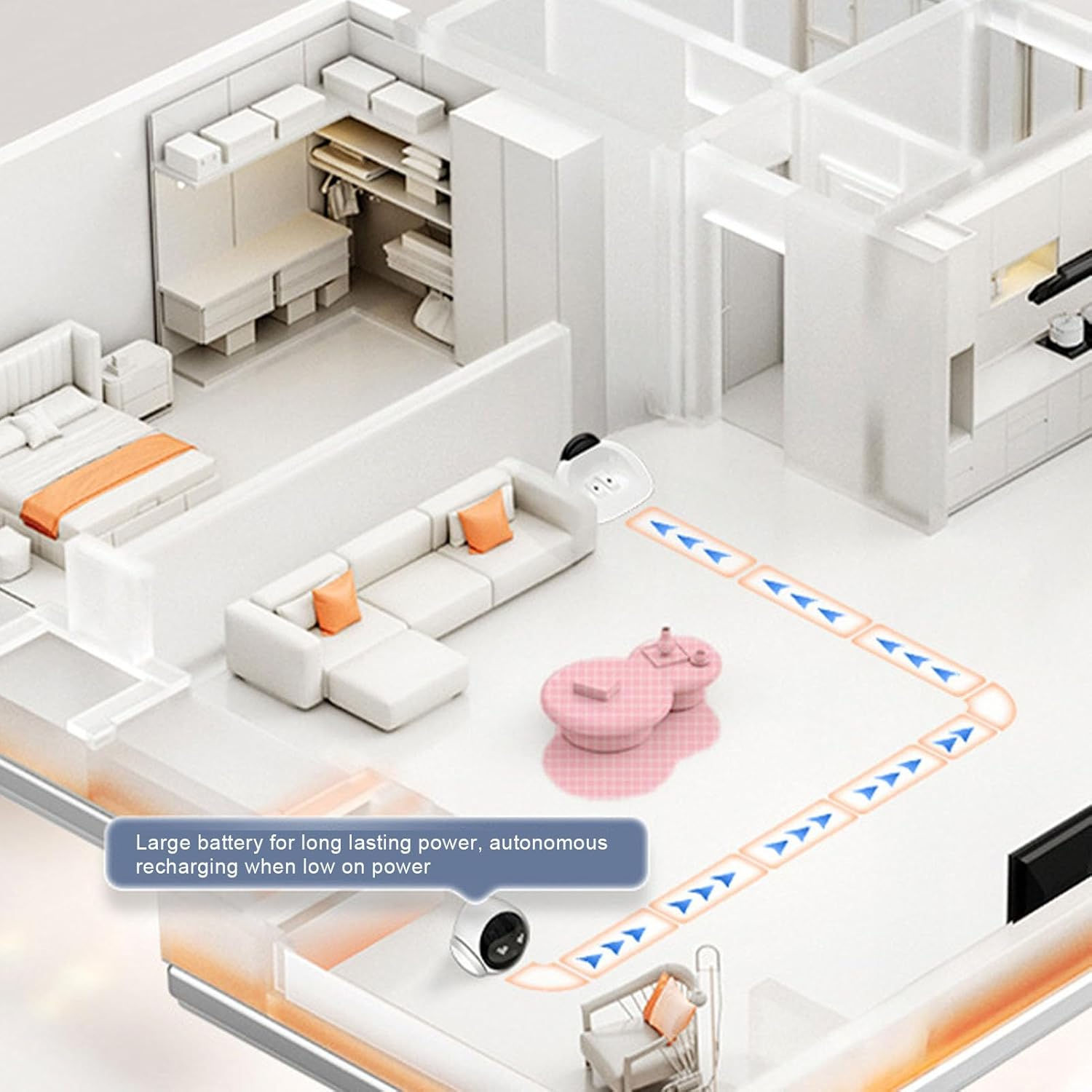 MENDUNER Moving Pet Camera with 360 View, 1080P Auto Follow Robot Camera for Dogs and Cats, 2 Way Audio, Night Vision, Pet Cameras Baby Monitor for Home Security, App Control