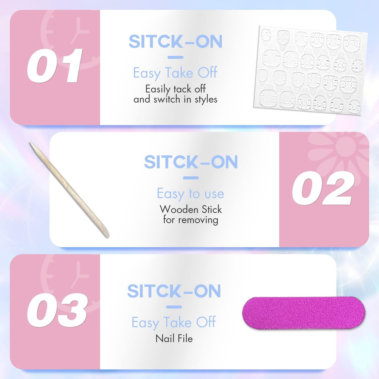 Matte Baby Blue Press on Nails Medium Short Square, Xcreando Salon like Coffin Fake Nails with Plain Colour, No Transparent Stick on Nails for Women, Natural Press-On Pack of 24 image number 5