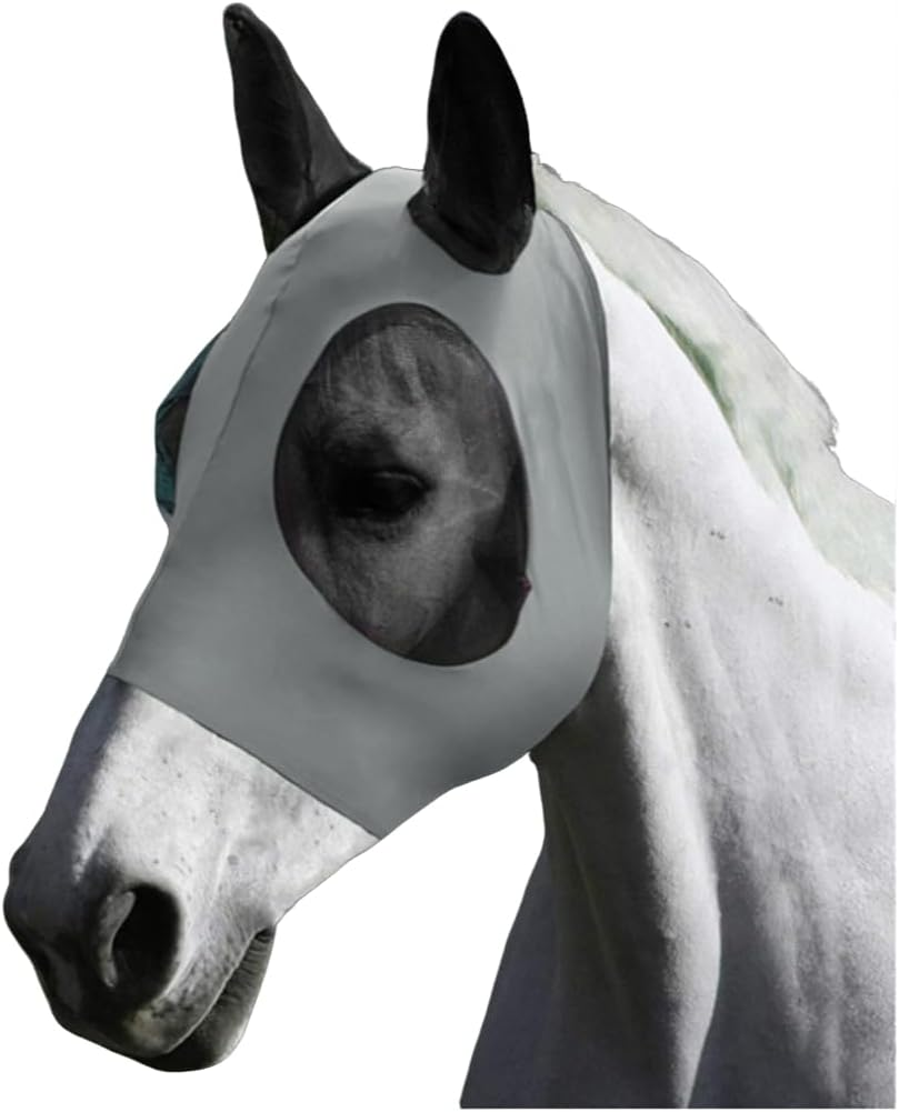 Fly Mask with Ears - Eye and Ear Protection Fly Masks for Small, Medium, and Large Horses (Grey, One Size) image number 3