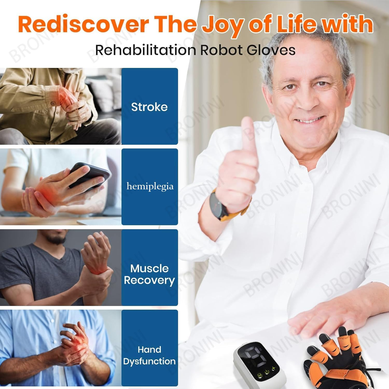 Rehabilitation Robot Glove for Stroke Recovery, Robotic Hand Therapy Glove for Hand Fingers Strength Training Device for Hemiplegia for Hand Mobility & Rehab Training (Left Hand-M)