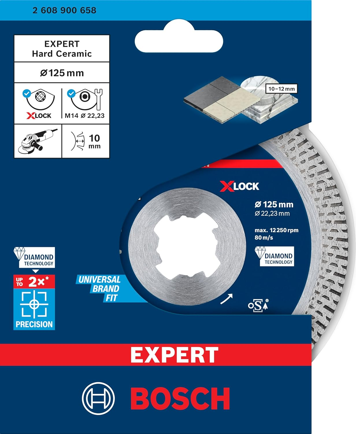 Bosch Professional 1X Expert Hardceramic X-Lock Diamond Cutting Disc (For Hard Tiles, Hard Stone, &Oslash; 125 Mm, Accessories Small Angle Grinder) image number 4