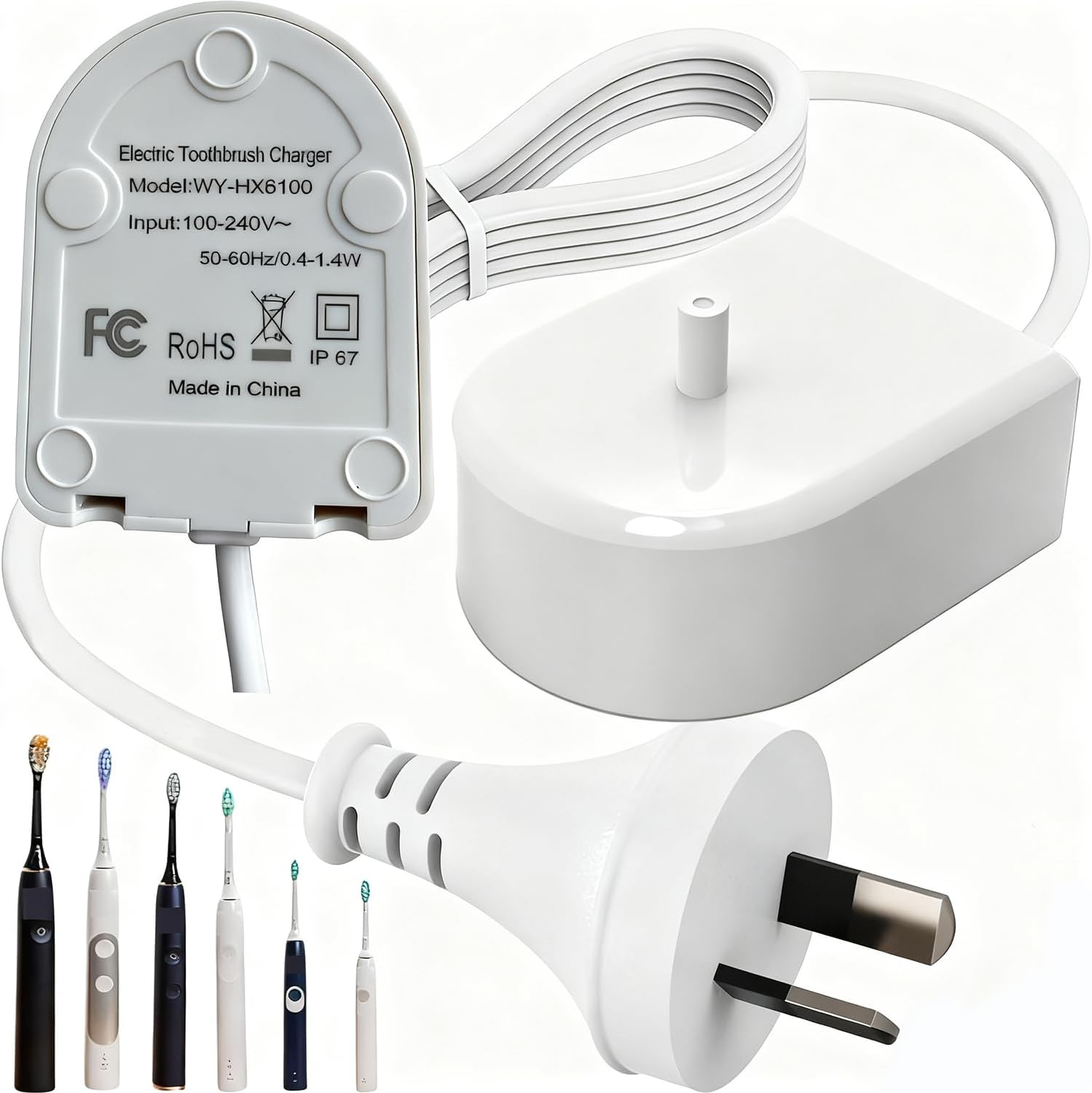Replacement HX6100 Charger Base for Philips Sonicare Kids/Protective Clean 4100 5100 5300 6100 6500 2100 1100/ Expertclean 7300 Series/ HX6100 HX3000 HX6000 HX8000 HX9000, 110-240V AU Plug image number 6