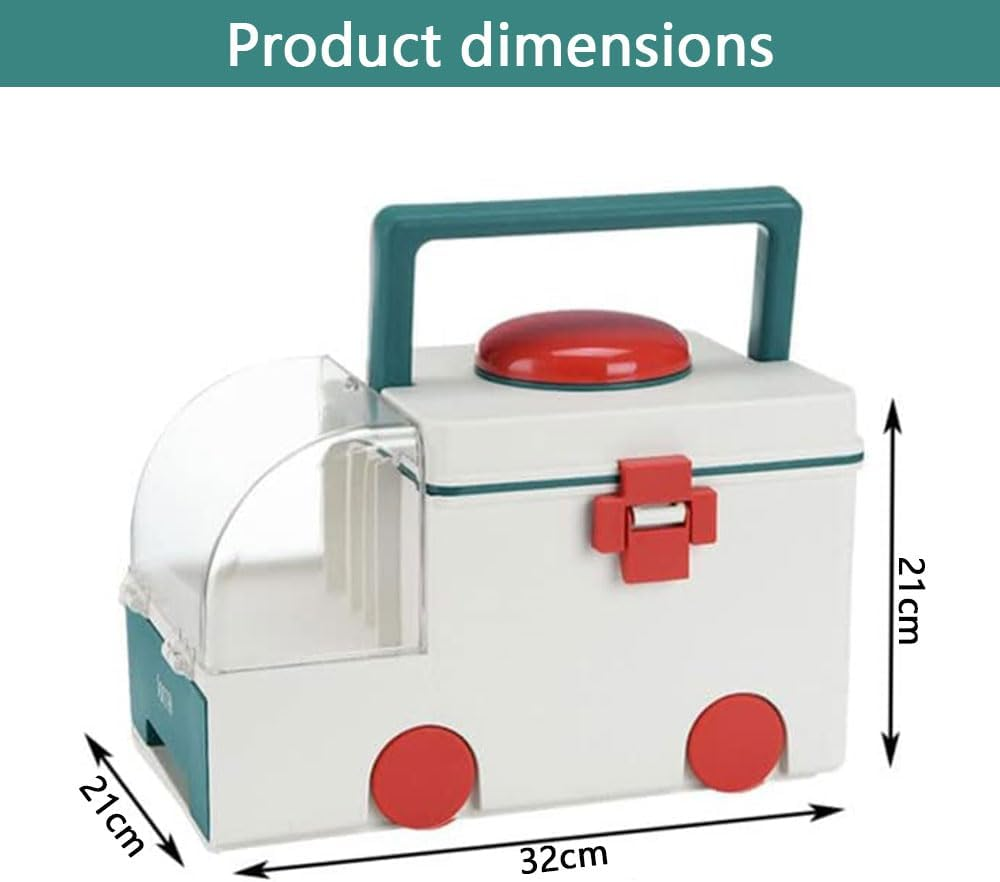 Portable First Aid Storage Box, Ambulance-Shaped Plastic Medicine Organizer, Large-Capacity Home and Outdoor First Aid Kit for Adults and Children image number 1