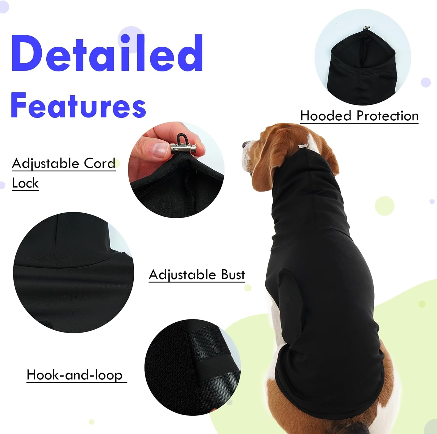 Dog Calming Vest for Small Medium Dogs - Anxiety Relief Shirt with Hook and Loop Closure - Comfortable Stress Relief Coat for Dogs - Black -XL image number 7