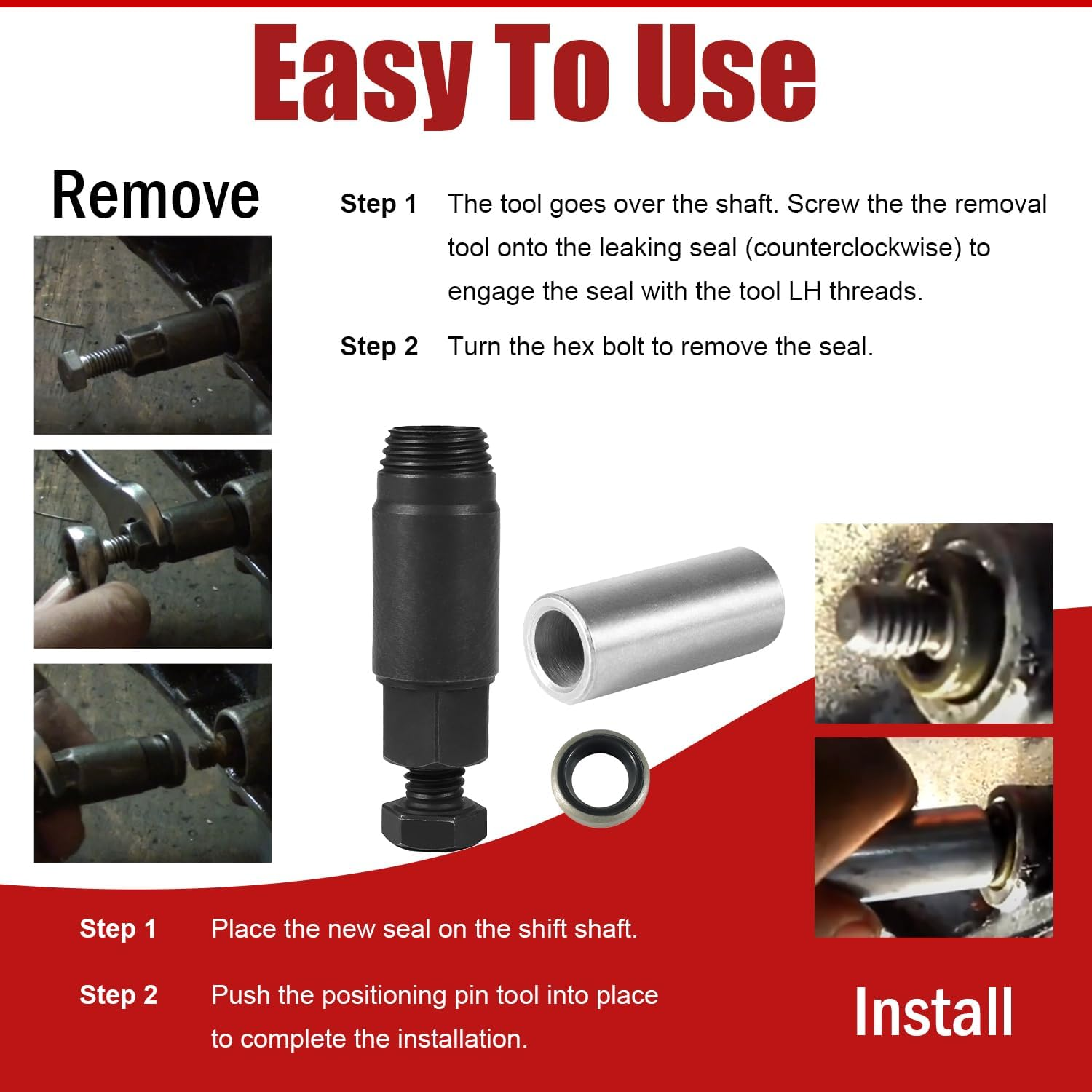 Replaces for GM Transmission Shifter Lever Seal Remover Installer Compatible with GM Turbo 300 350 400 425 475 700-R4 4L60 Includes Seal image number 1