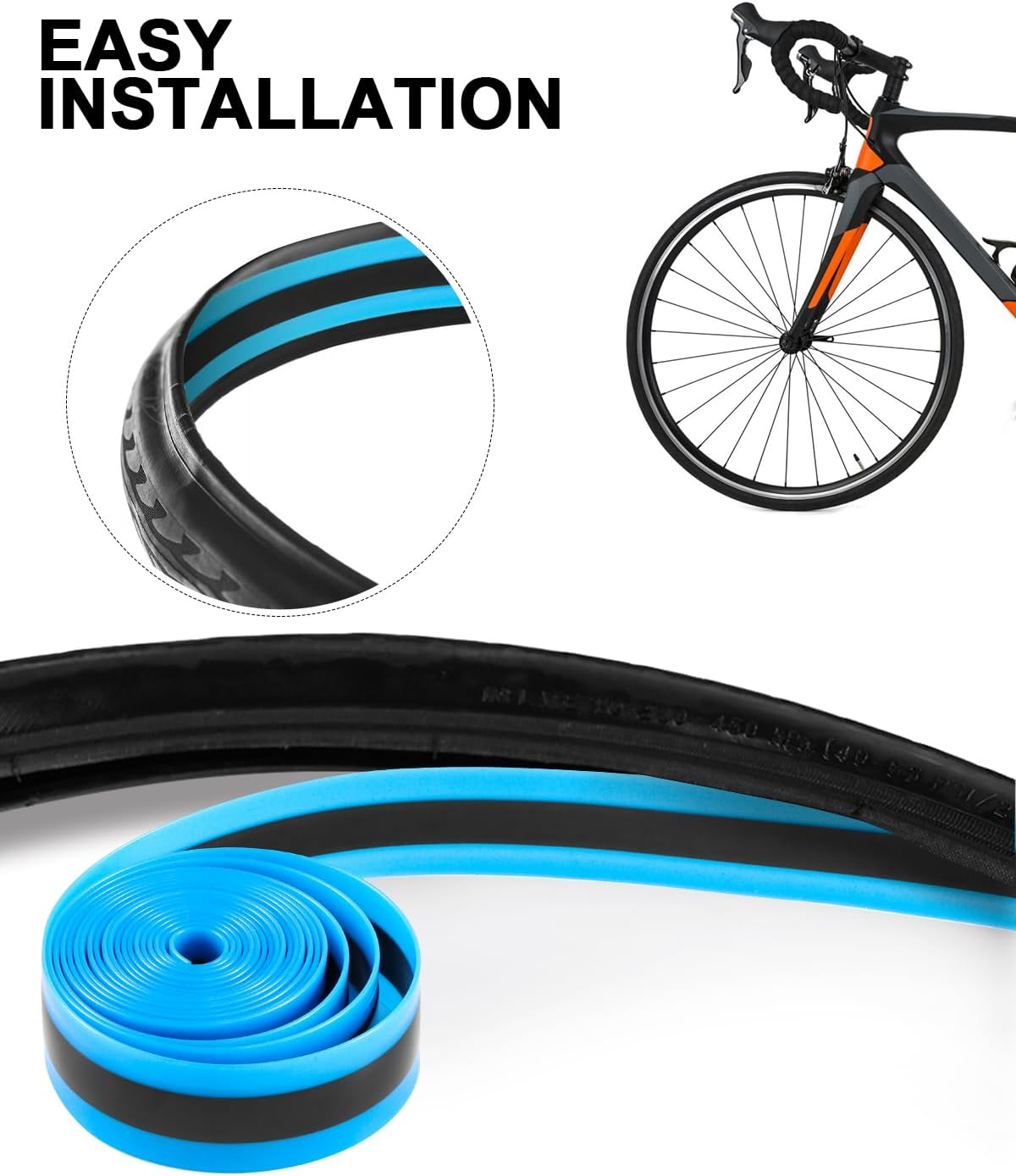 Julai Road Bike Tire Liner, Bicycle Tube Flat Protector Compatible with 700C 27" image number 3